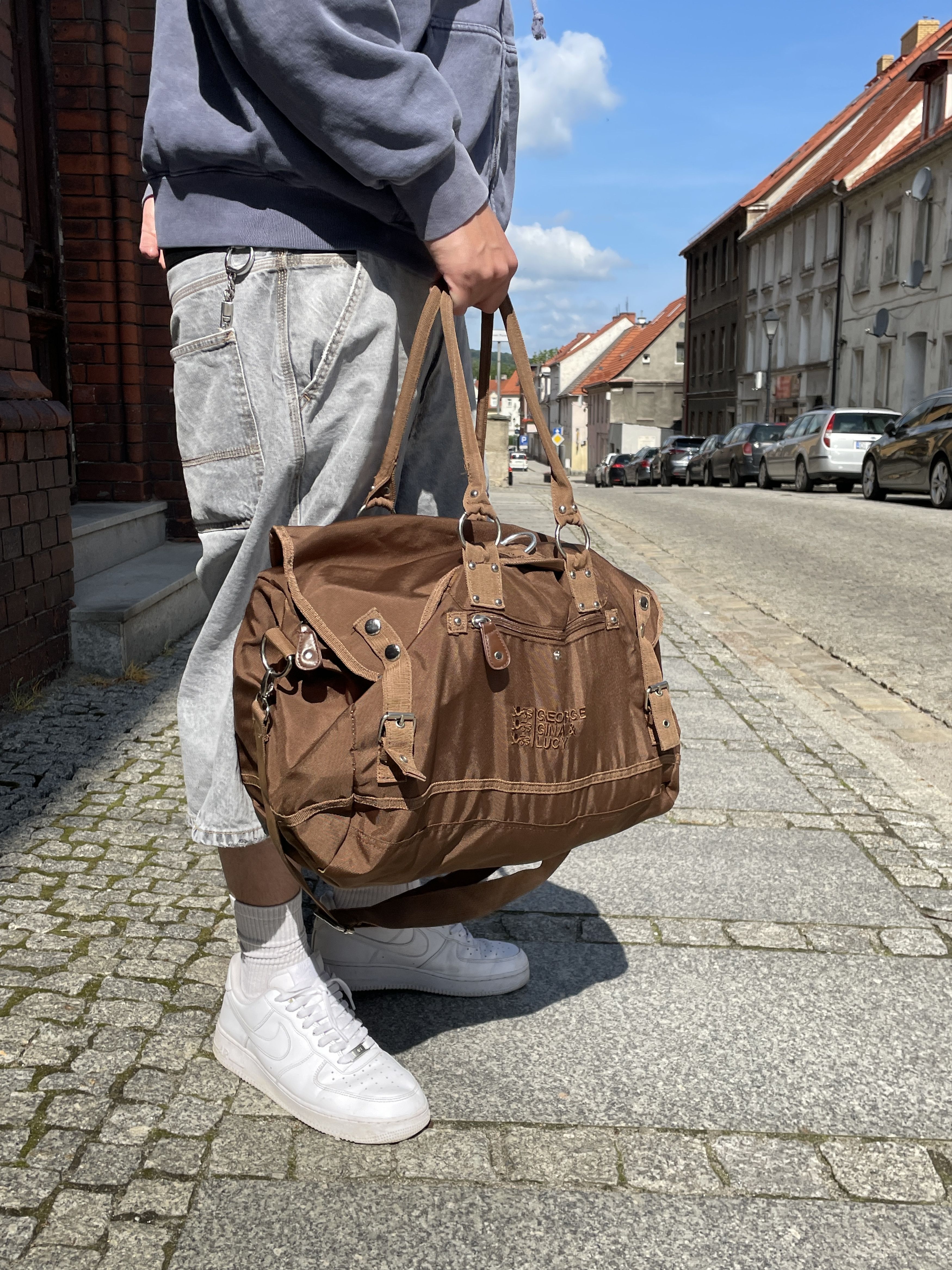 George Gina & Lucy × Japanese Brand GEORGE GINA LUCY Y2K AVANT GARDE BROWN WEEKEND DUFFLE BAG Size ONE SIZE - 2 Thumbnail