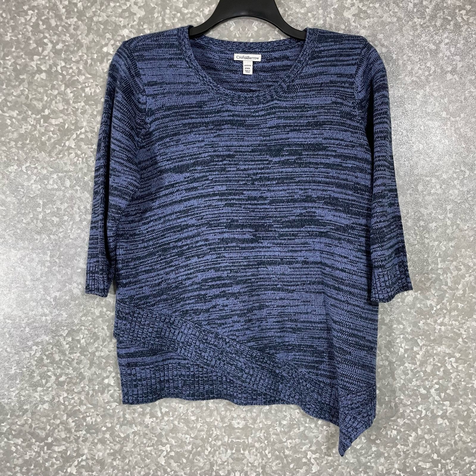 Croft & Barrow Croft & Barrow Blue Marled Asymmetrical Hem Sweater - PXL Size XL / US 12-14 / IT 48-50 - 1 Thumbnail
