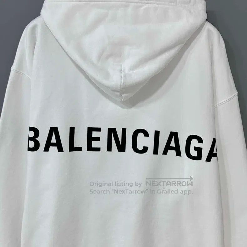 Balenciaga Balenciaga Back Logo White Hoodie Size US L / EU 52-54 / 3 - 4 Thumbnail