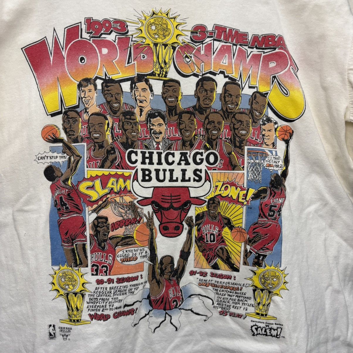Salem Sportswear Vintage 1990s Salem Chicago Bulls Caricature Shirt Size US M / EU 48-50 / 2 - 1 Thumbnail