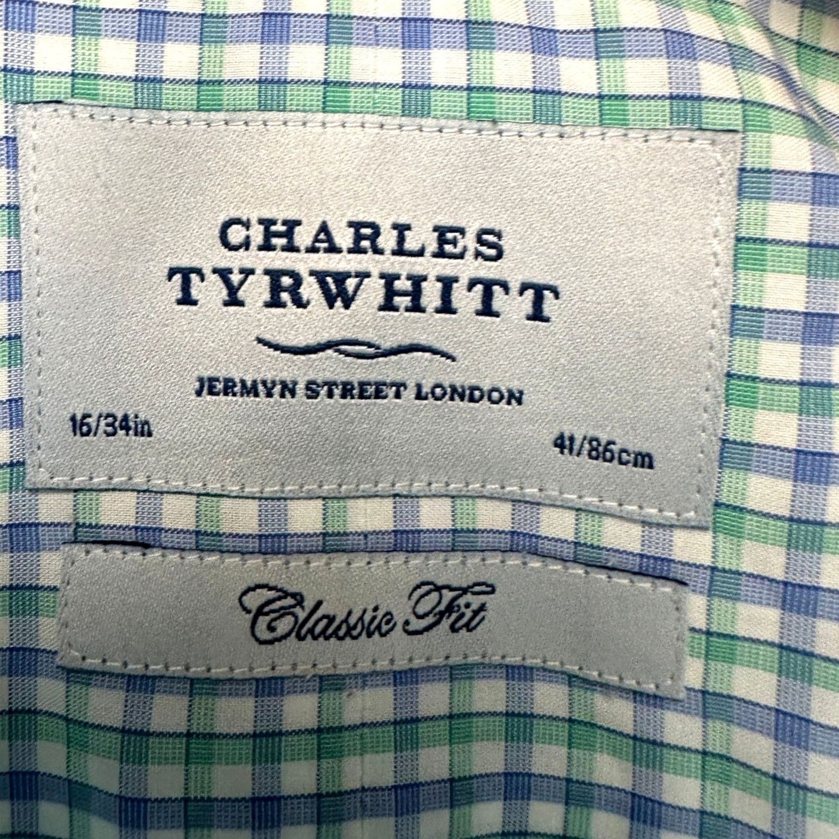 Charles Tyrwhitt Charles Tyrwhitt Dress Shirt Mens 16-34 Blue Green Plaid Classic Fit Long Sleeve Shirt(16) Mens Size 42R - 5 Thumbnail