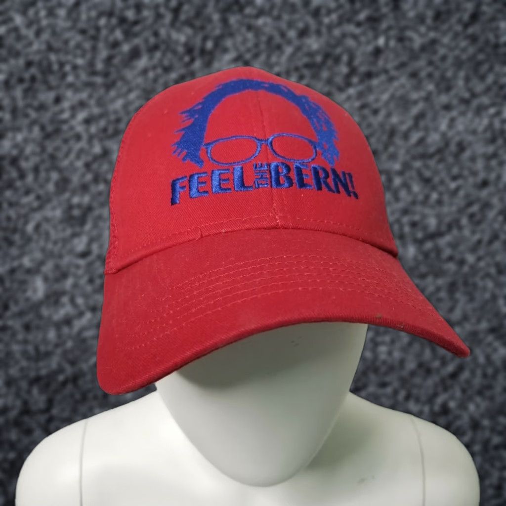 Port Authority Feel The Bern Dad Campaign Baseball Cap Embroidered Cotton Adjustable Dad Hat Men Red Port Authority Size ONE SIZE - 1 Thumbnail