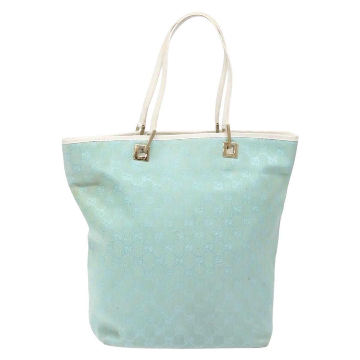 Gucci GUCCI GG Canvas Tote Bag Turquoise Blue Gold 002 002 Size ONE SIZE - 2 Thumbnail