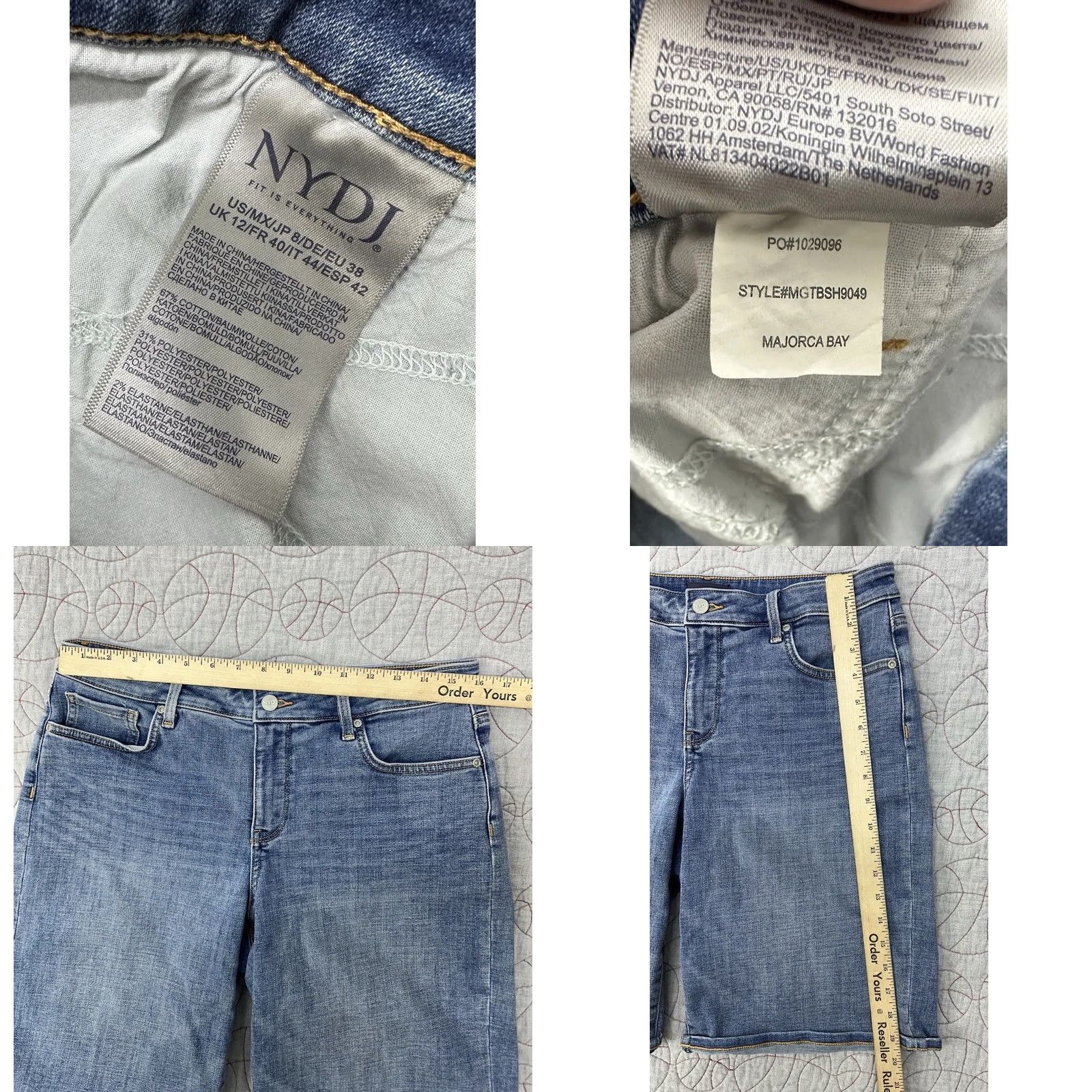NYDJ NYDJ Boyfriend Denim Shorts With Cuffs Majorca Bay Women’s 8 Blue Eight Ladies 8 Size 30" / US 8 / IT 44 - 8 Thumbnail