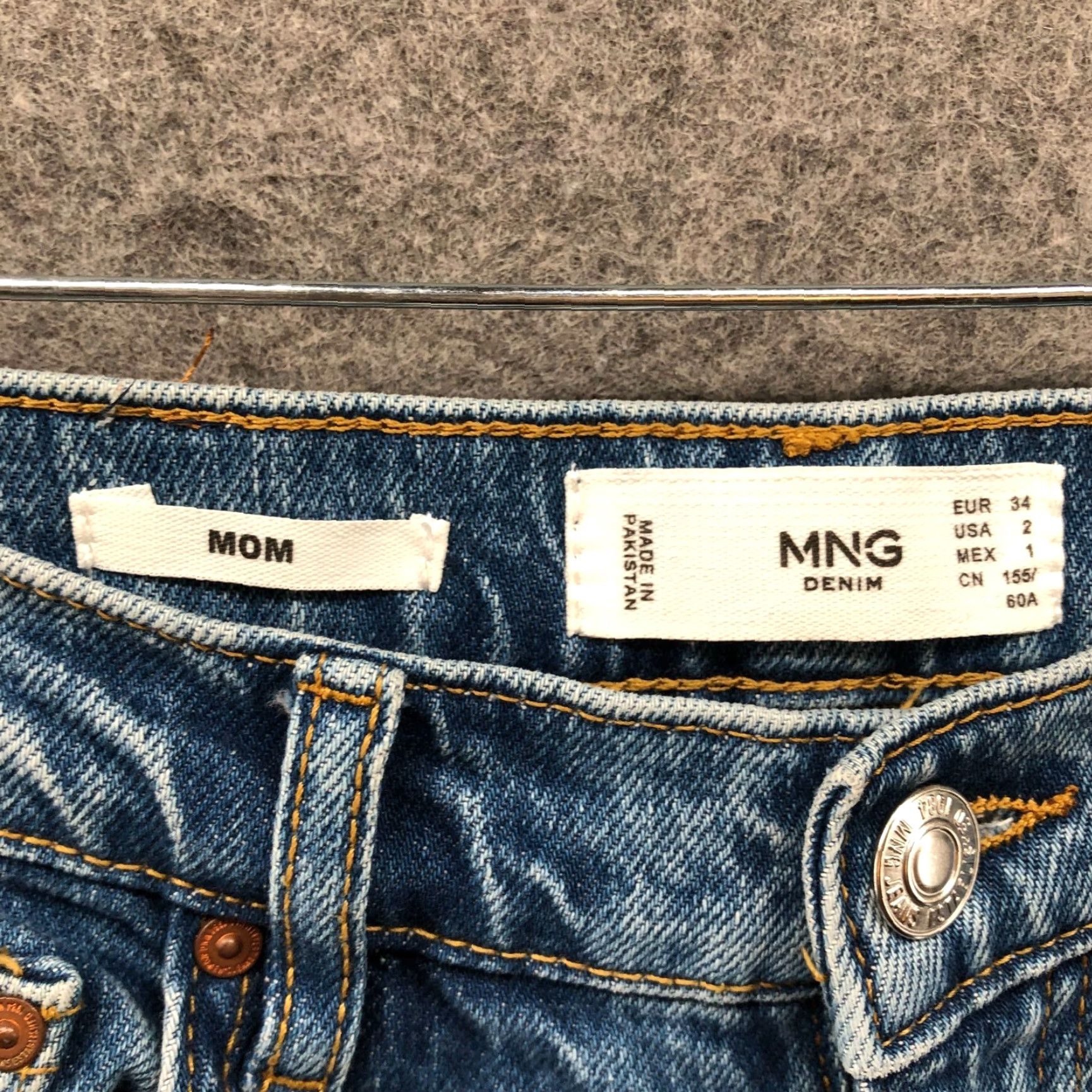 Mango MNG Mango Mom Jeans Womens 2 Blue Medium Wash High Rise Stretch Jeans 5-Pocket Design Vintage No Style: Mom 90s Womens Size 26" / US 2 / IT 38 - 6 Thumbnail