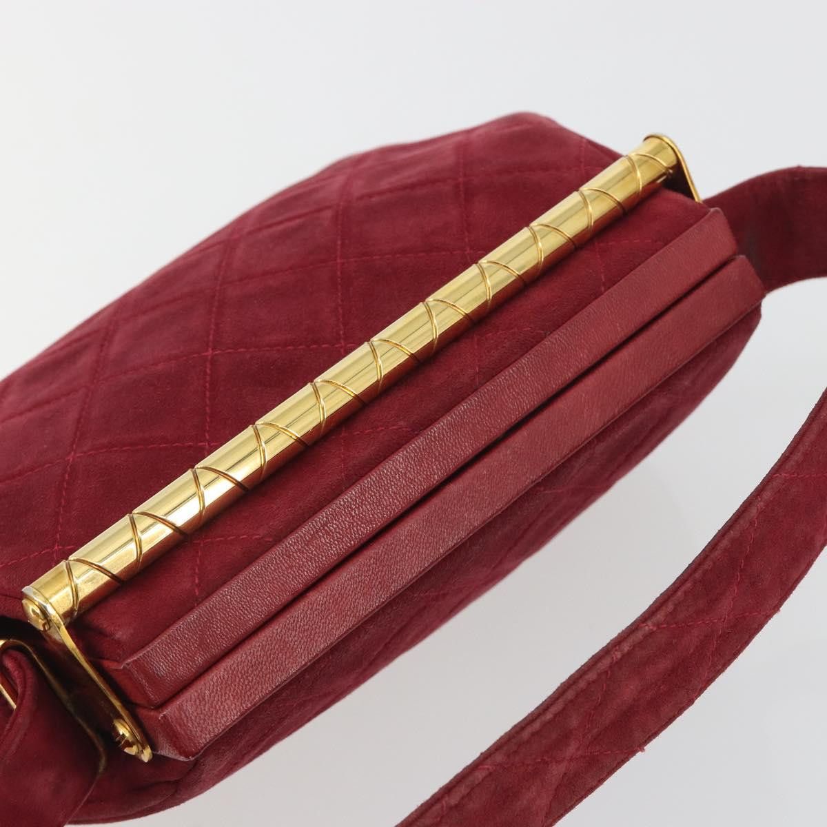 Chanel CHANEL Matelasse Hand Bag Suede Red Gold CC Auth 197450A - Size ONE SIZE - 6 Thumbnail