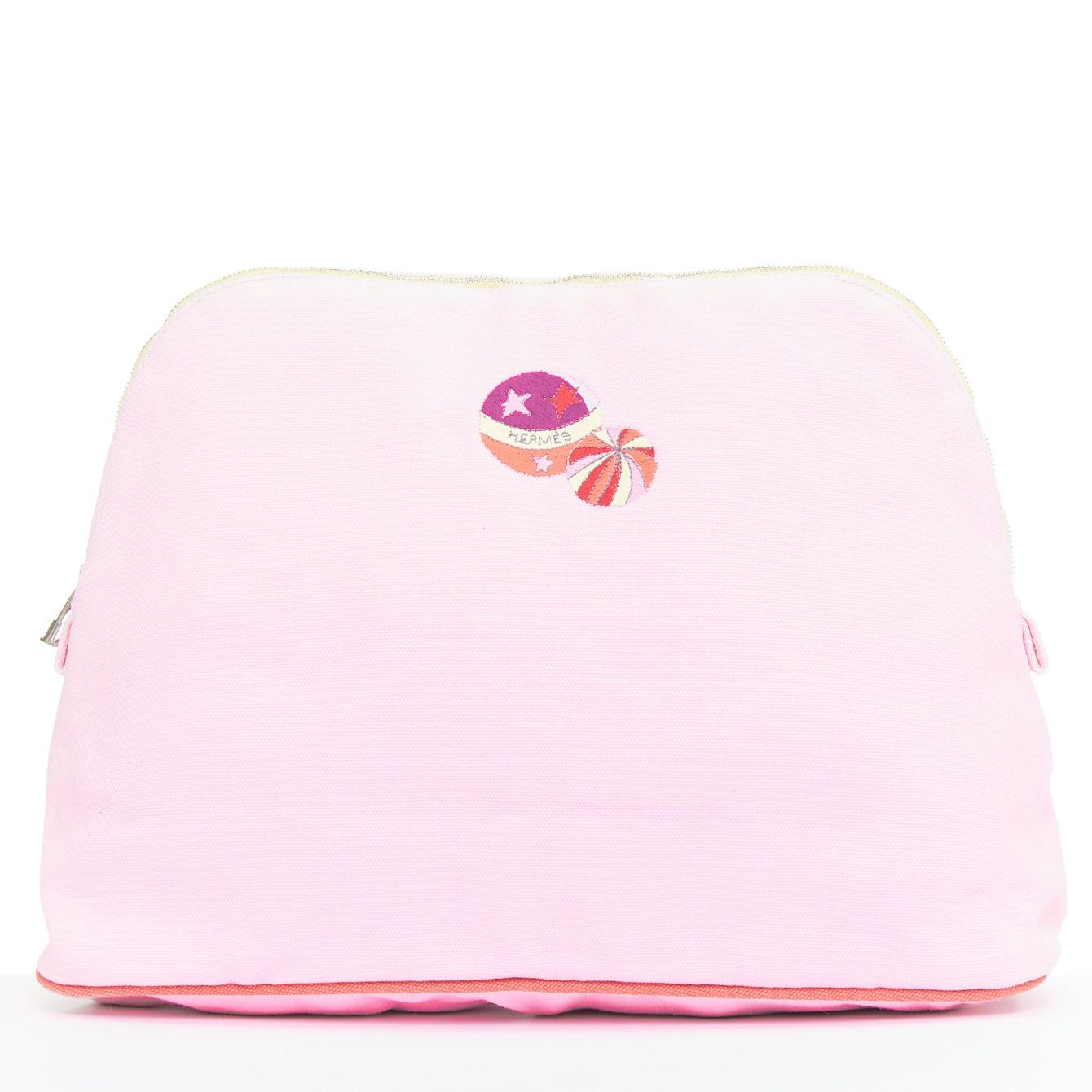 Hermes HERMES Circus Bolide Case in Pale Pink Embroidered Canvas toileries bag Size ONE SIZE - 1 Thumbnail