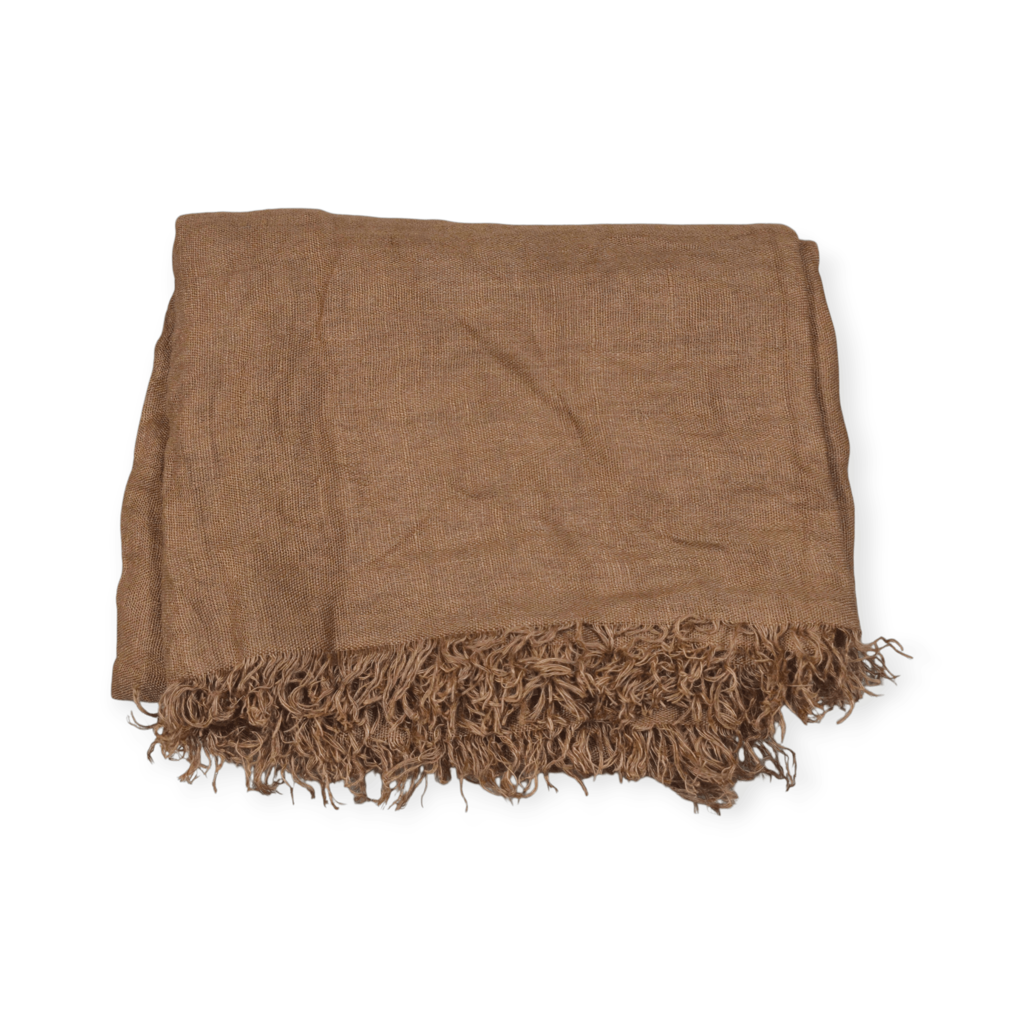 Japanese Brand Asauce Meler Linen Stole Made in Japan Brown Desert Bohemian Size ONE SIZE - 2 Thumbnail
