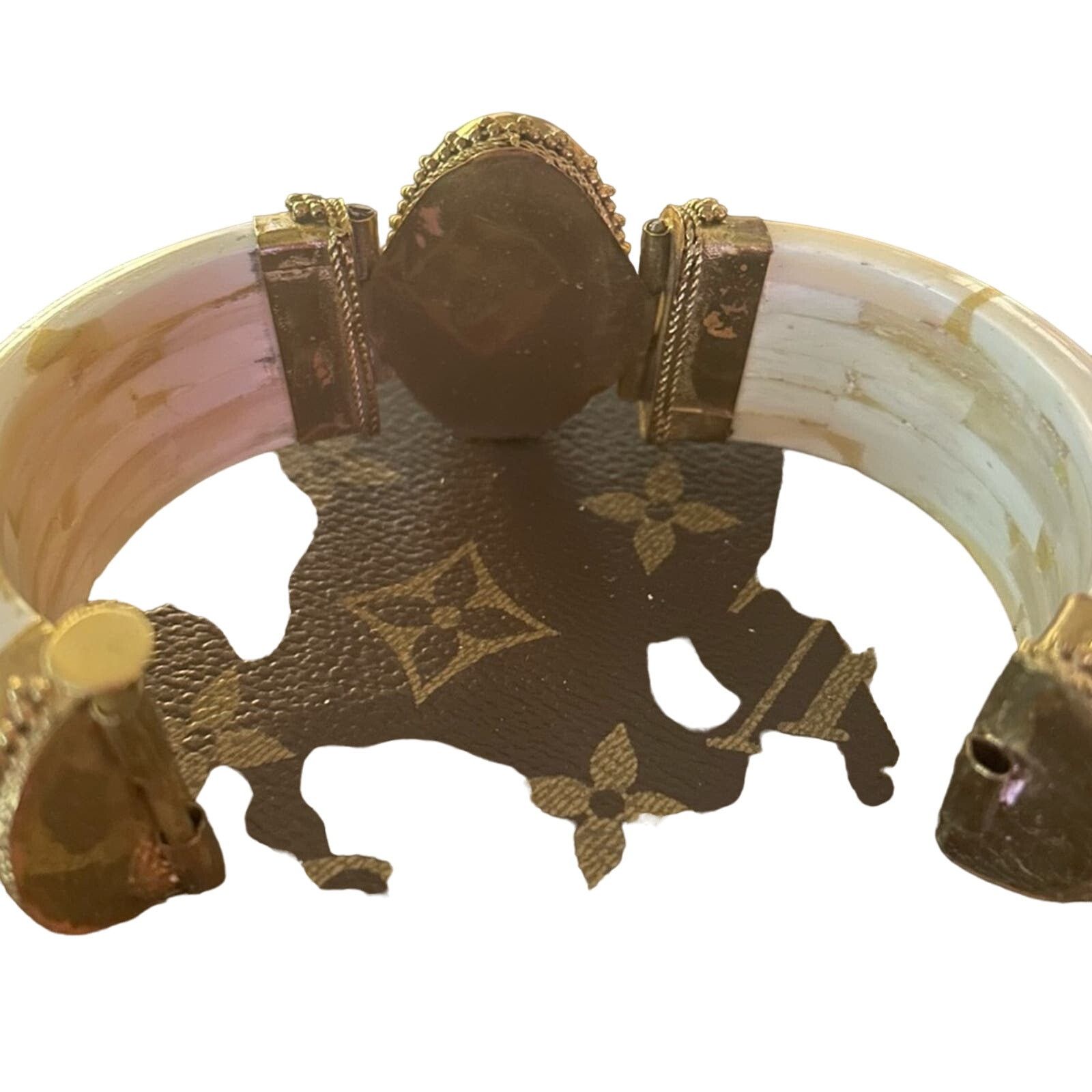 Other Agate bone bangle brass closure Indian Bohemian Hippie chic Size ONE SIZE - 5 Thumbnail