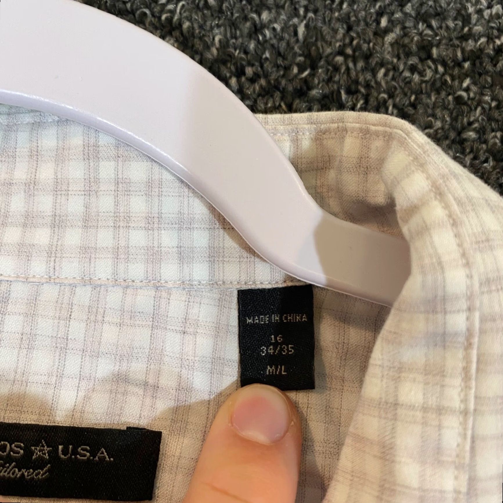 John Varvatos John Varvatos Men's Dress Shirt 16 Slim Fit Long Sleeve White Gray Plaid Business Casual Size US L / EU 52-54 / 3 - 3 Thumbnail