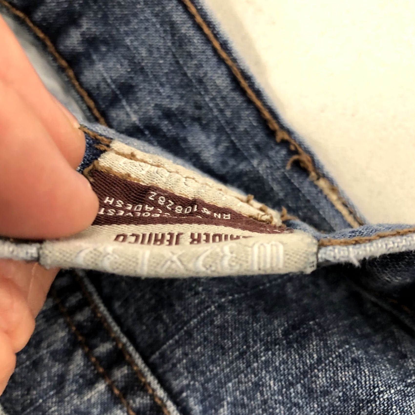 Vintage Raider Jeans Mens 32 x 29.5 Blue Baggy Embroidered Logo 5-Pocket Wide-Leg Distressed Hip Hop Skater Vintage Jeans Mens Regular Size US 32 / EU 48 - 4 Thumbnail