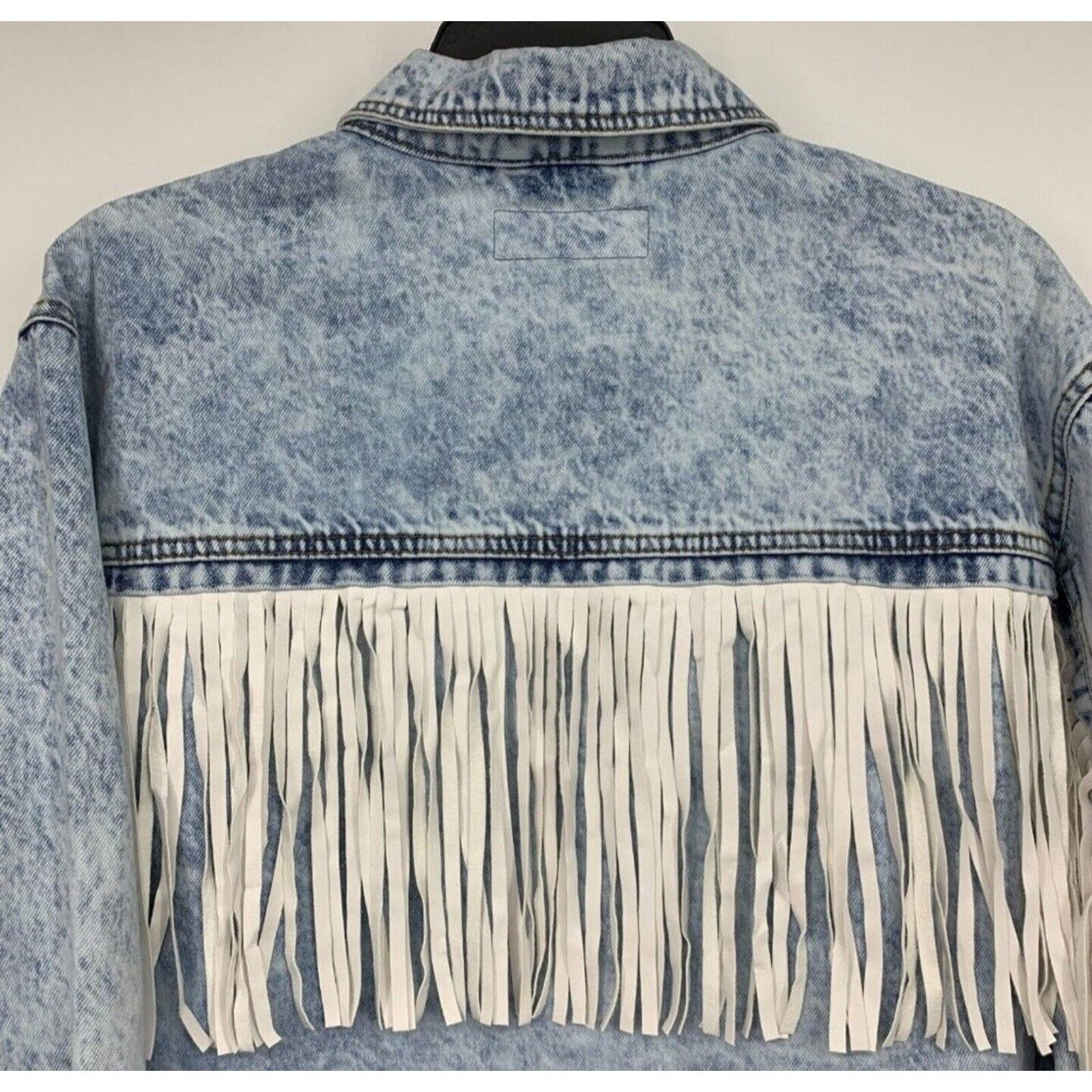BLANKNYC Blank NYC Frayed Fringe Denim Oversized Trucker Boho Jacket Size S / US 4 / IT 40 - 9 Thumbnail