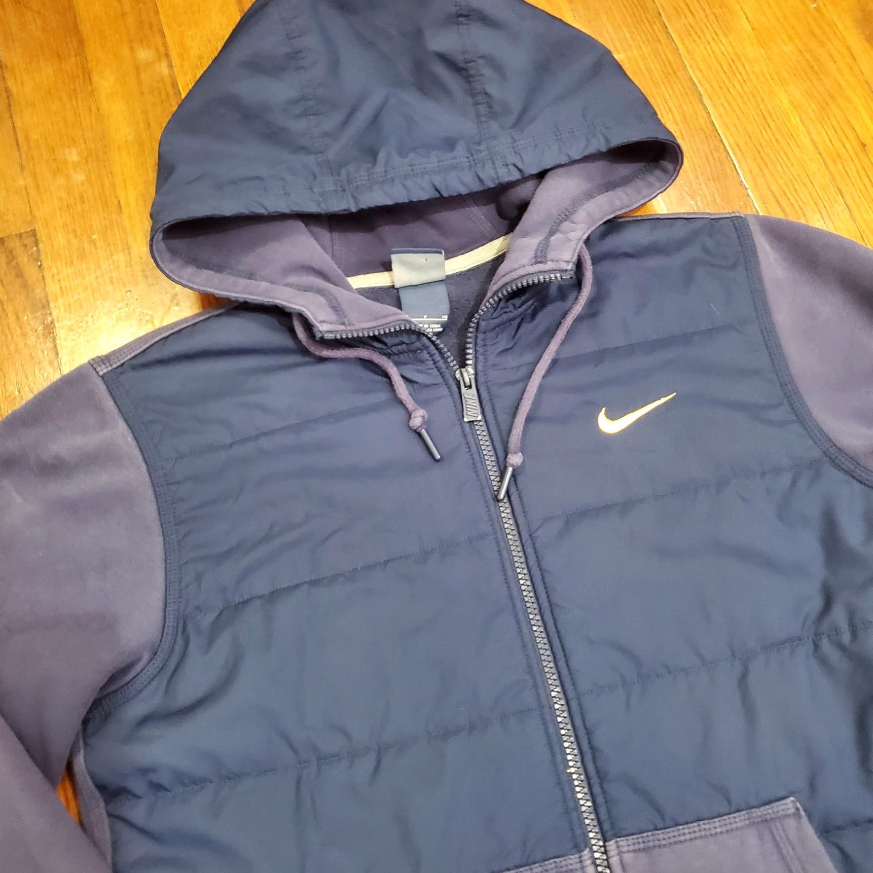 Nike Nike Jacket Hoodie Mens Small Blue Hooded Quilted Puffer Full Zip Sweatshirt Zip Front Pockets Fleece Size US S / EU 44-46 / 1 - 5 Thumbnail