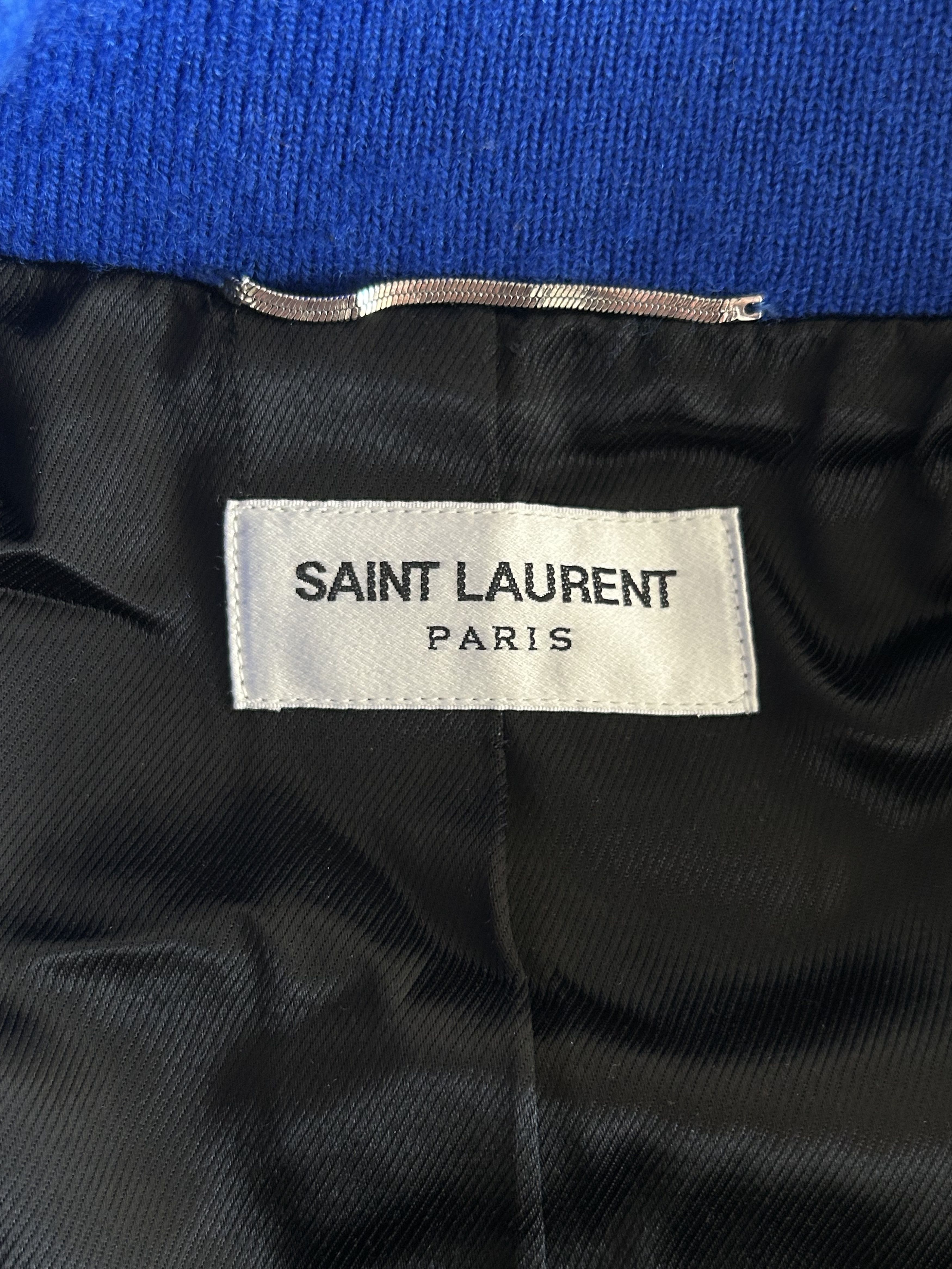 Yves Saint Laurent Saint Laurent Blue & White Wool Teddy Jacket Size US M / EU 48-50 / 2 - 3 Thumbnail
