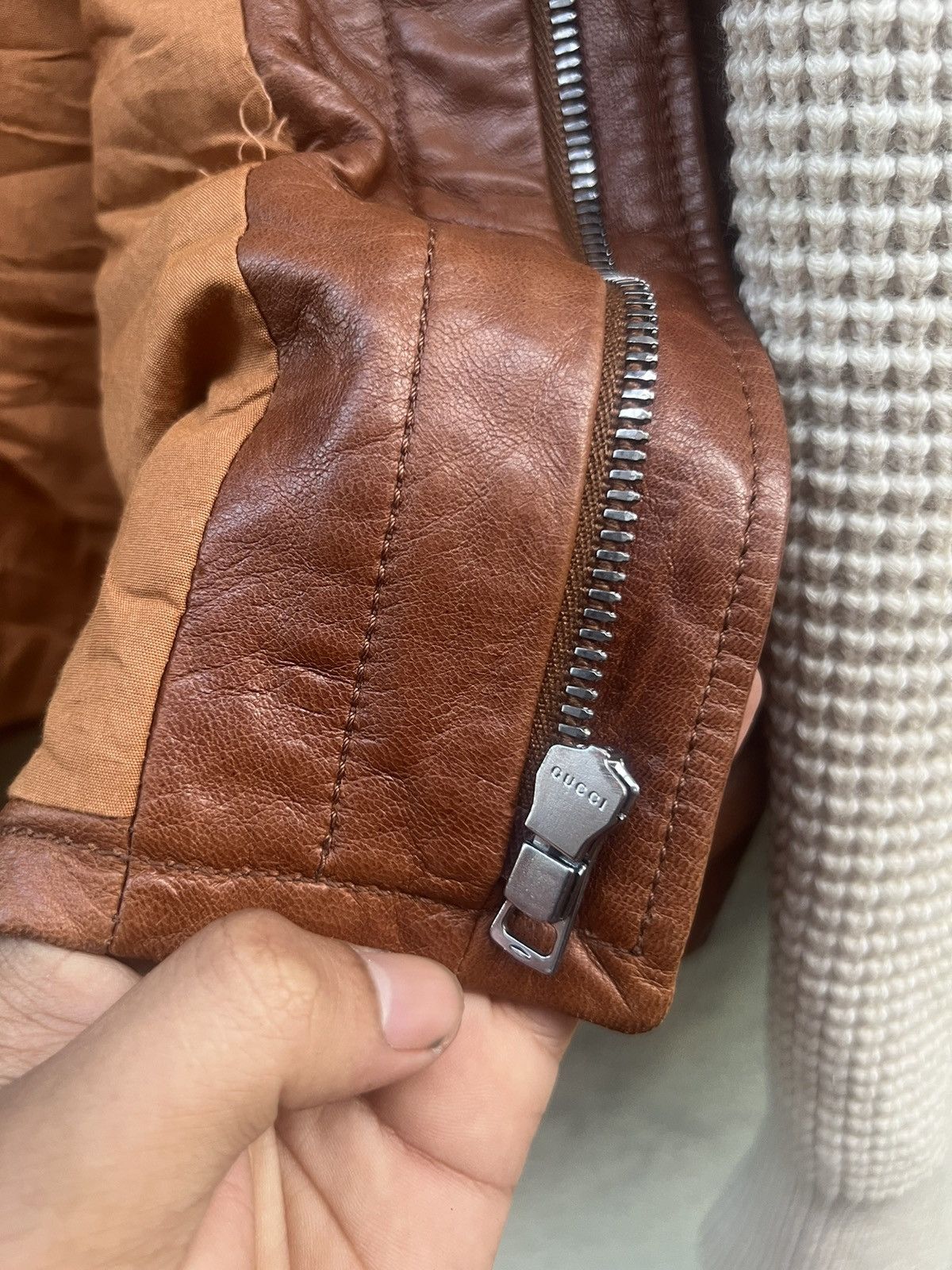 Gucci Gucci Authentic Leather & Knitted Leather Jacket Size US M / EU 48-50 / 2 - 10 Thumbnail