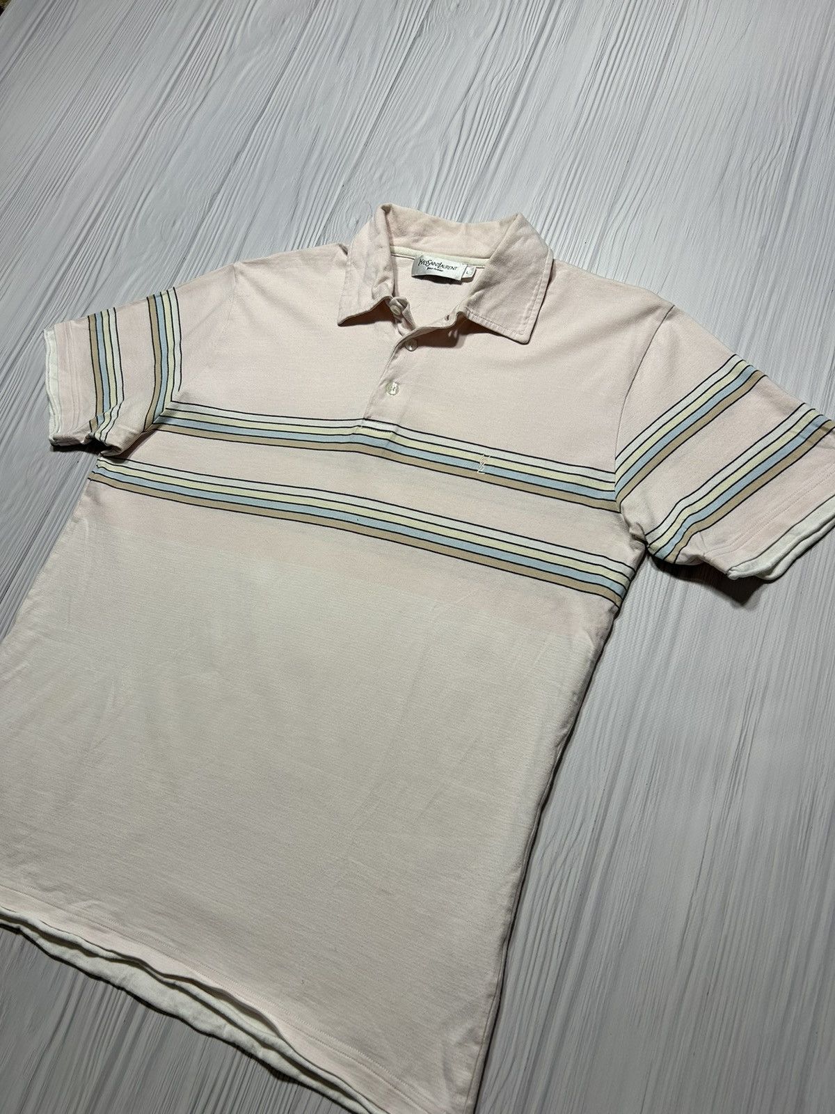 Yves Saint Laurent YSL Yves Saint Laurent Striped Polo Size US L / EU 52-54 / 3 - 2 Thumbnail