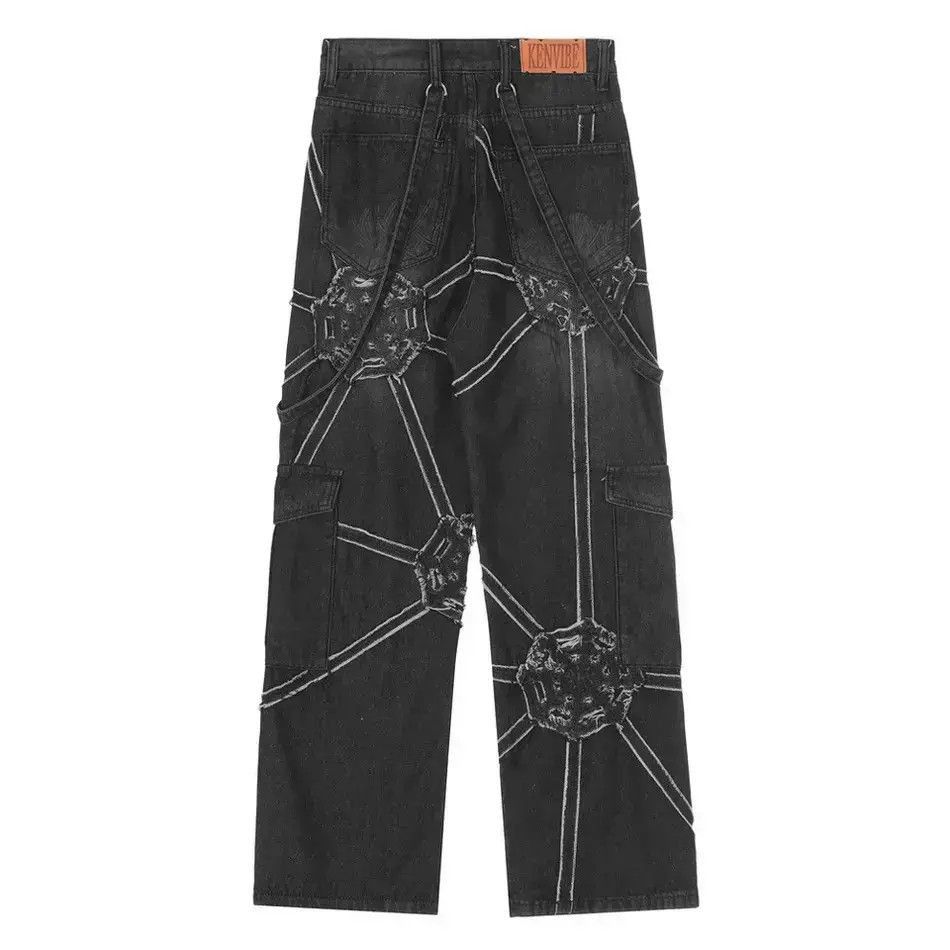 Japanese Brand Spider splicing baggy jeans pants hip hop loose straight Size US 32 / EU 48 - 5 Thumbnail
