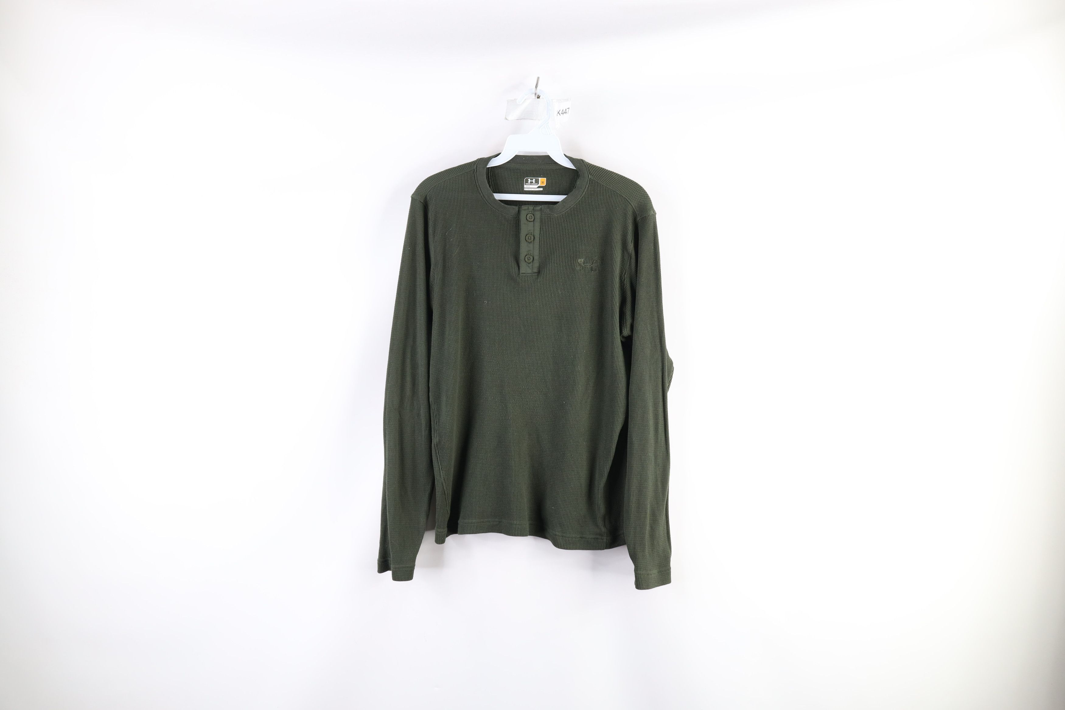 Vintage Under Armour Thermal Waffle Knit Long Sleeve Henley T Shirt