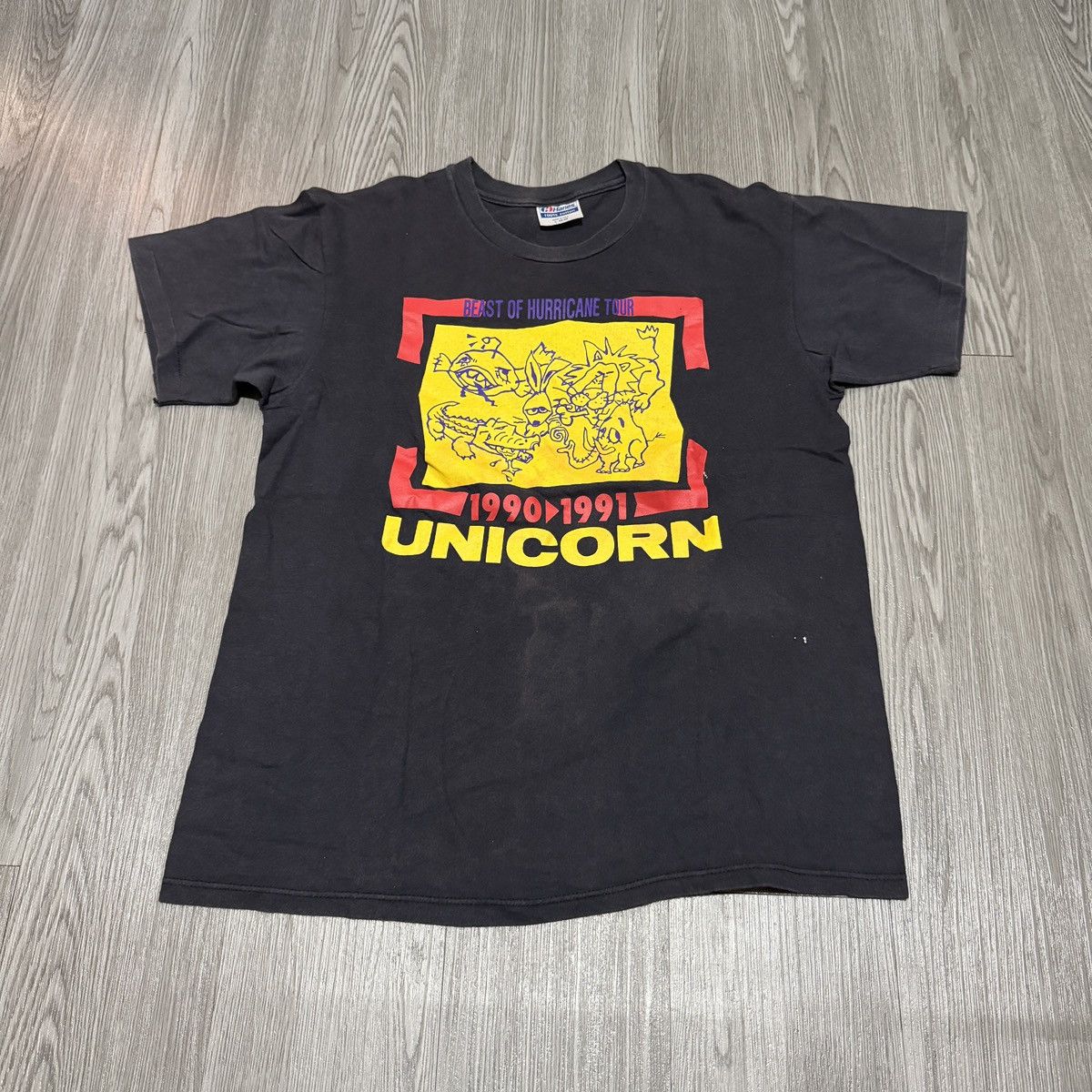 Band Tees × Vintage Vtg Band Tees Unicorn Beast of Hurricane Tour 90/91 Size US L / EU 52-54 / 3 - 1 Thumbnail