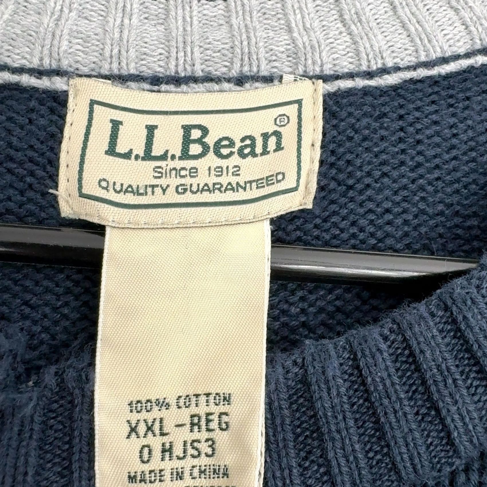 Vintage LL Bean Sweater Mens 2XL Blue Cotton Crewneck Ribbed Trim Classic Casual Navy Crew Neck Pullover Size US XXL / EU 58 / 5 - 6 Thumbnail