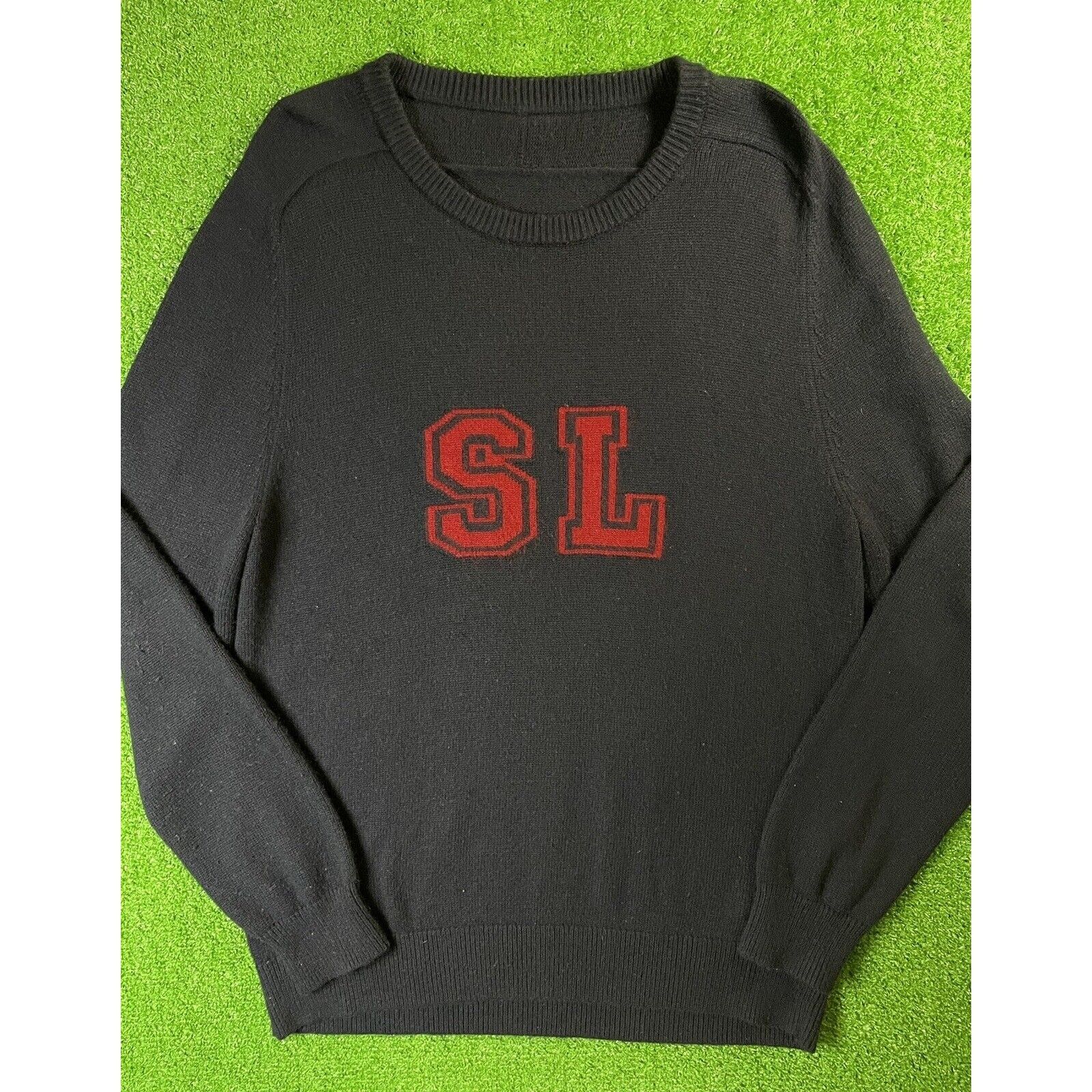 image of Saint Laurent Paris Saint Laurent XL Blue Cashmere Knit Crewneck Sweater Italy, Men's