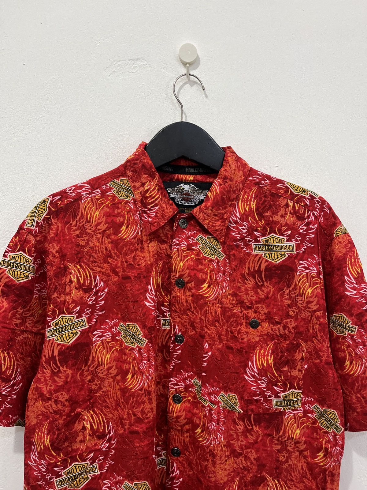 Harley Davidson Vintage Harley Davidson Flame Hawaiian 100% Rayon Shirt Size US S / EU 44-46 / 1 - 2 Thumbnail