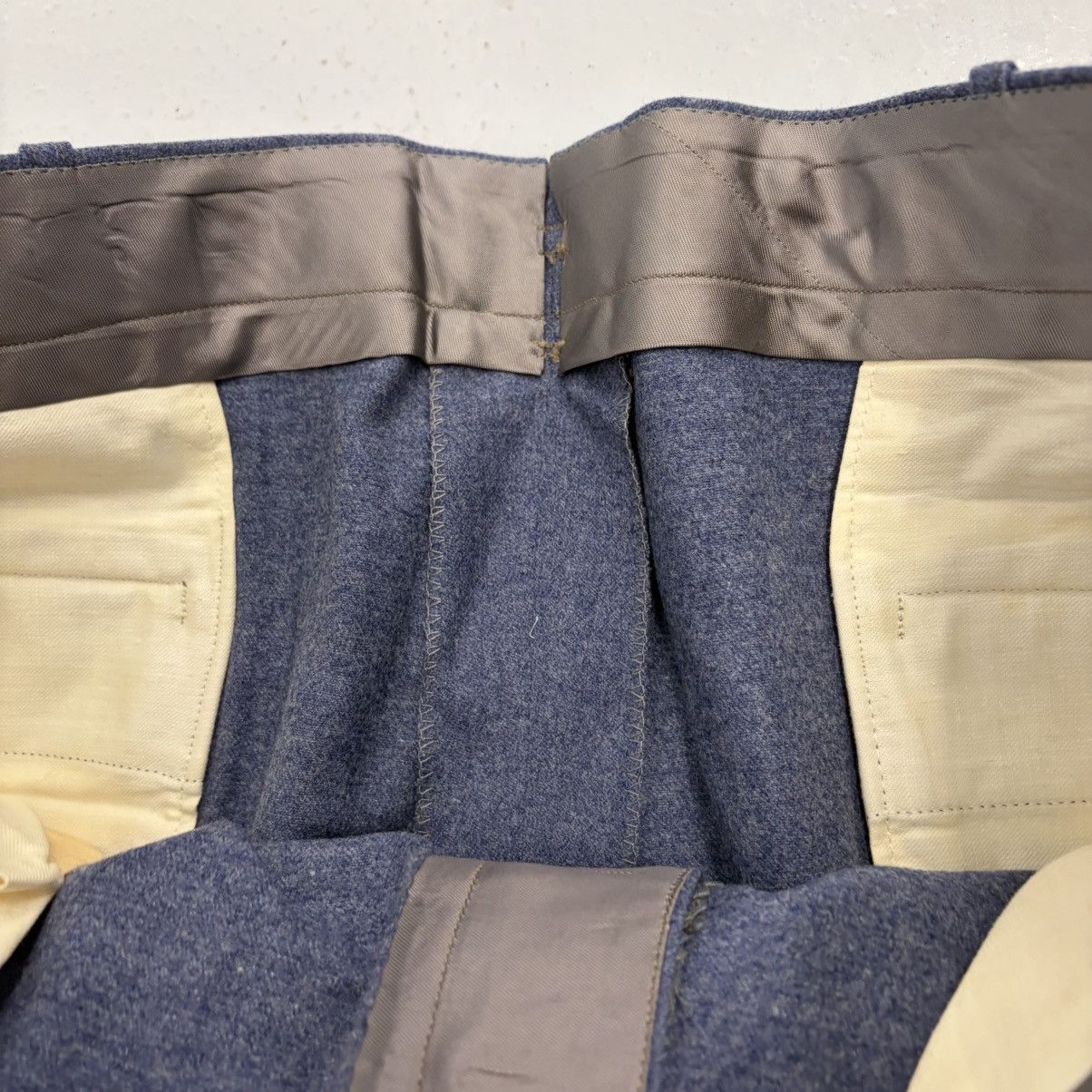 Other NOS Vintage 50s Blue Wool Buttonfly Wide Leg Trousers 38x26 Size US 38 / EU 54 - 4 Thumbnail