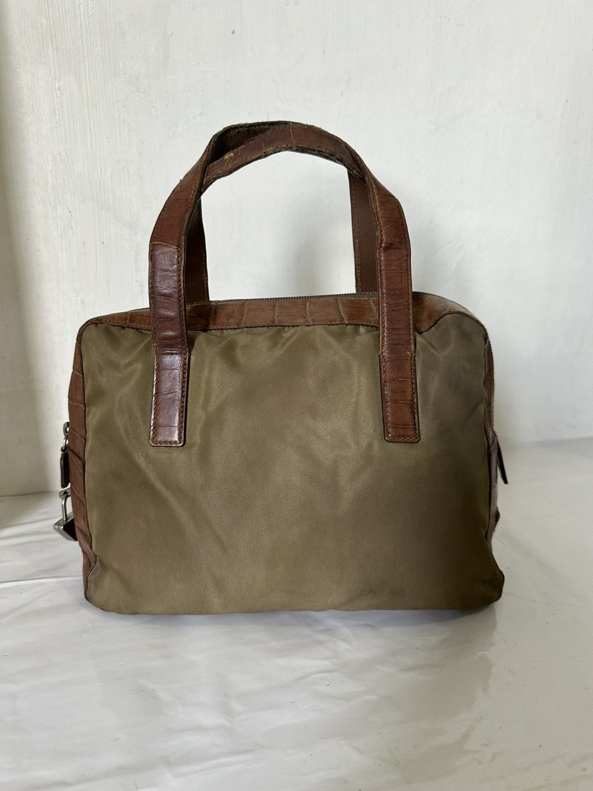 Prada Vintage Prada Handbag Croco Leather and Nylon Tessuto bag Size ONE SIZE - 6 Thumbnail