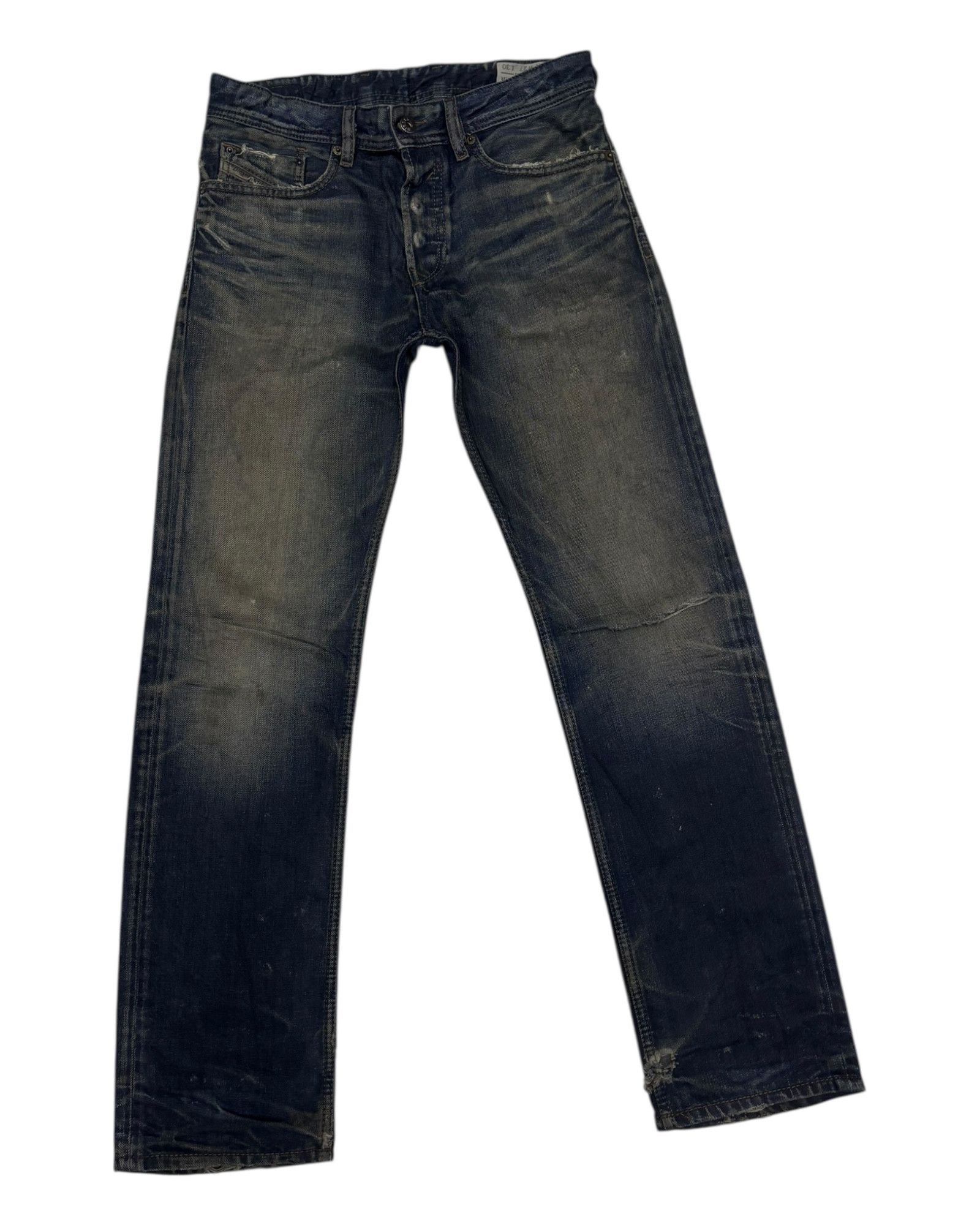 Diesel × Le Grande Bleu (L.G.B.) Vintage Diesel Waxed Distress Denim Jeans Regular Straight Size US 29 - 3 Thumbnail