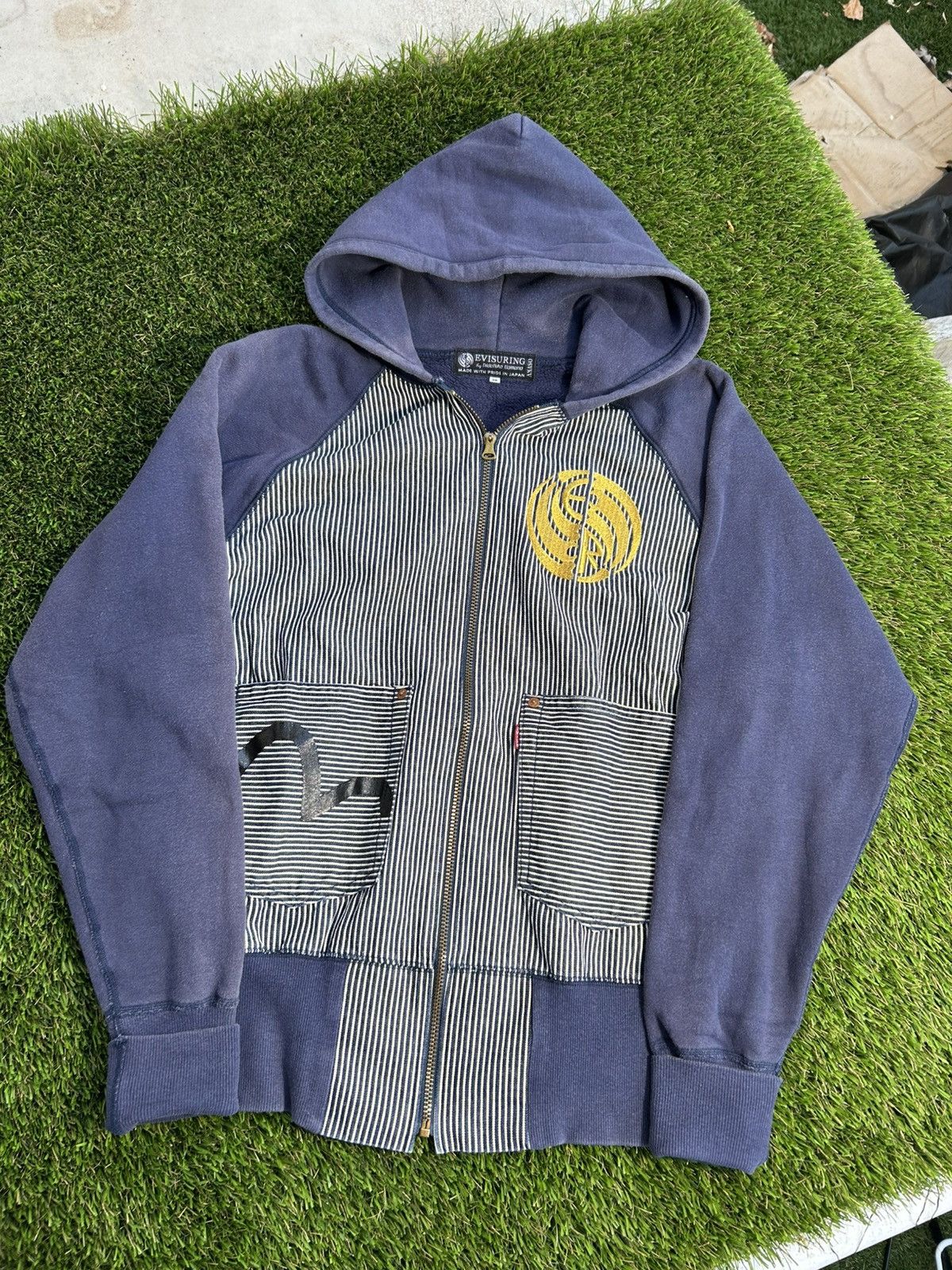 Evisu Vintage 2000’s EVISU Yamane Evisurings Stripes Zip Hoodie Size US M / EU 48-50 / 2 - 1 Thumbnail