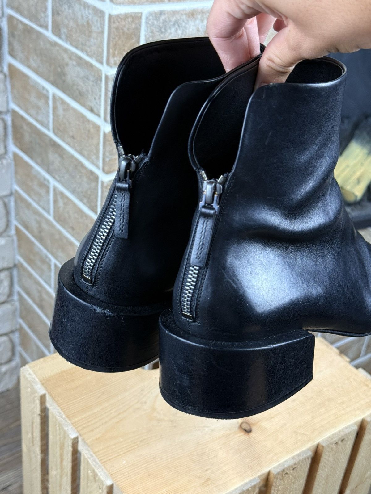 Marsell Marsell Black Leather Basata Ankle Back Zip Boots Size Size US 10 / IT 40 - 7 Thumbnail