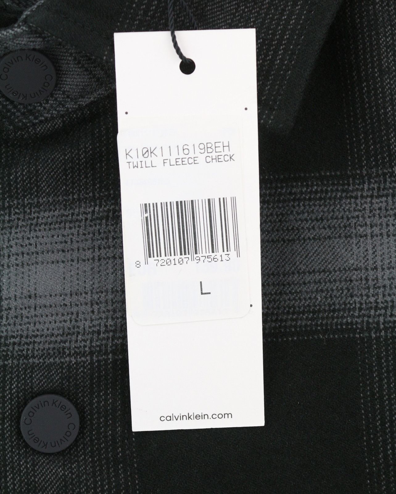 Calvin Klein TWILL FLEECE CHECK L Black Snap Overshirt Jacket 84936 Size US L / EU 52-54 / 3 - 11 Thumbnail