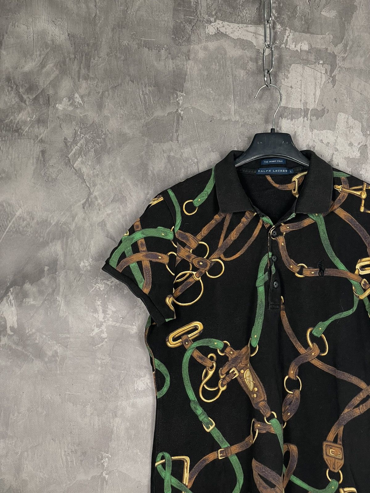 Polo Ralph Lauren × Ralph Lauren Polo Ralph Lauren Vintage Crazy Chains And Belts Logo Polo T Size L / US 10 / IT 46 - 3 Thumbnail