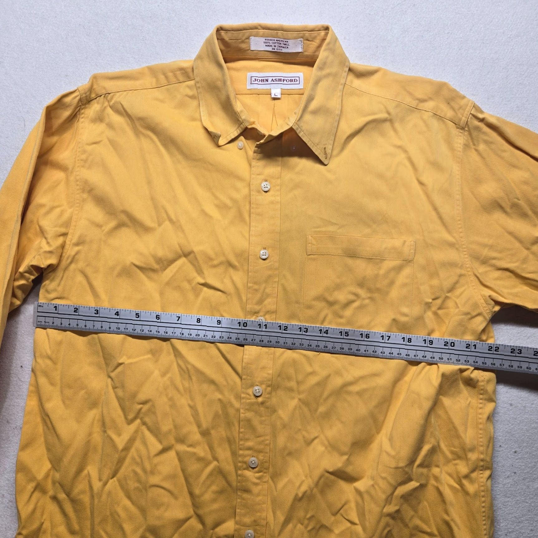 Vintage John Ashford Shirt Adult L Yellow Long Sleeve Button-Down Regular Mens Size US L / EU 52-54 / 3 - 4 Thumbnail