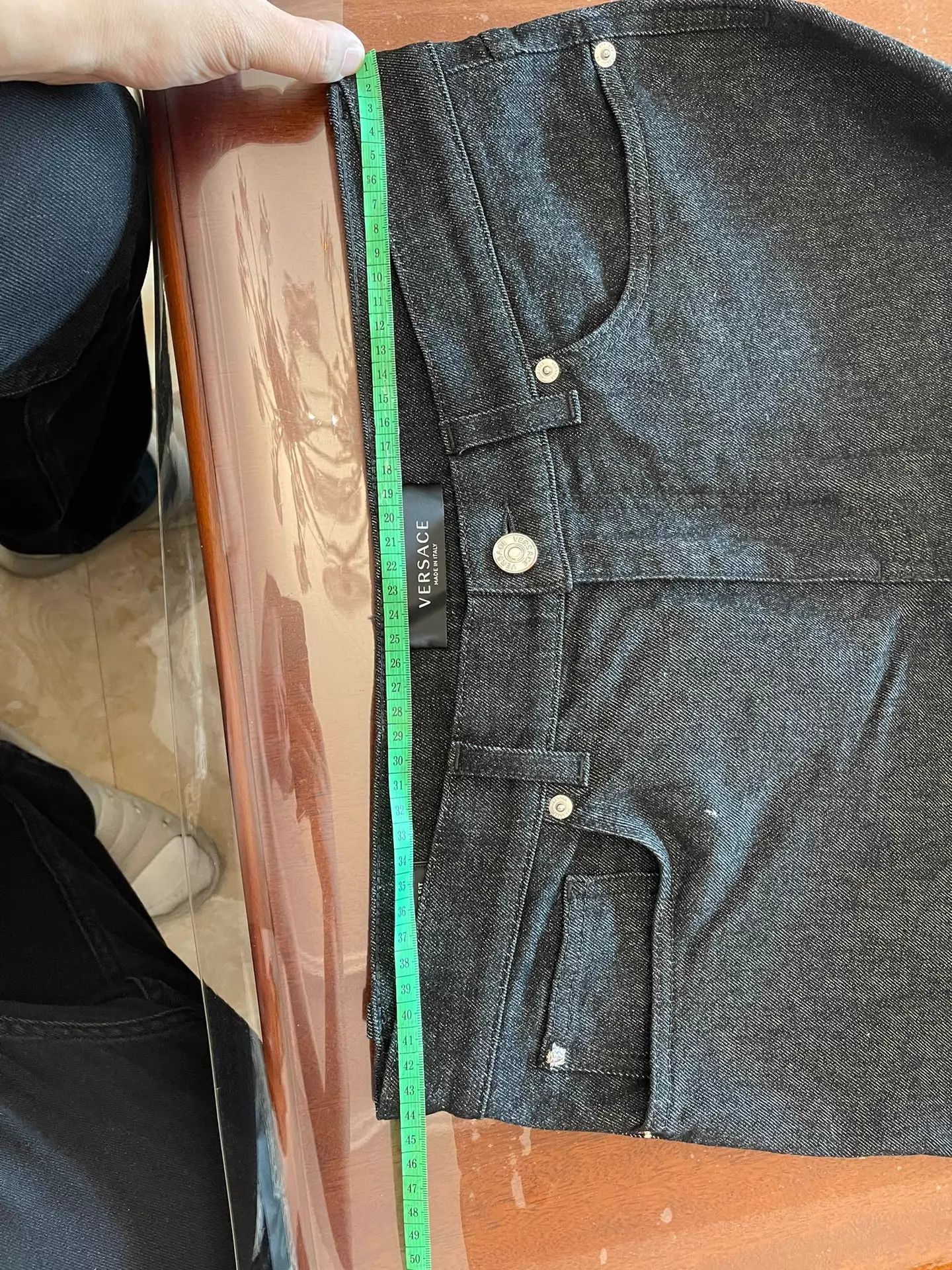 Versace Versace Gray Crystal Logo Back Pocket Jeans 35 Size US 35 - 7 Thumbnail