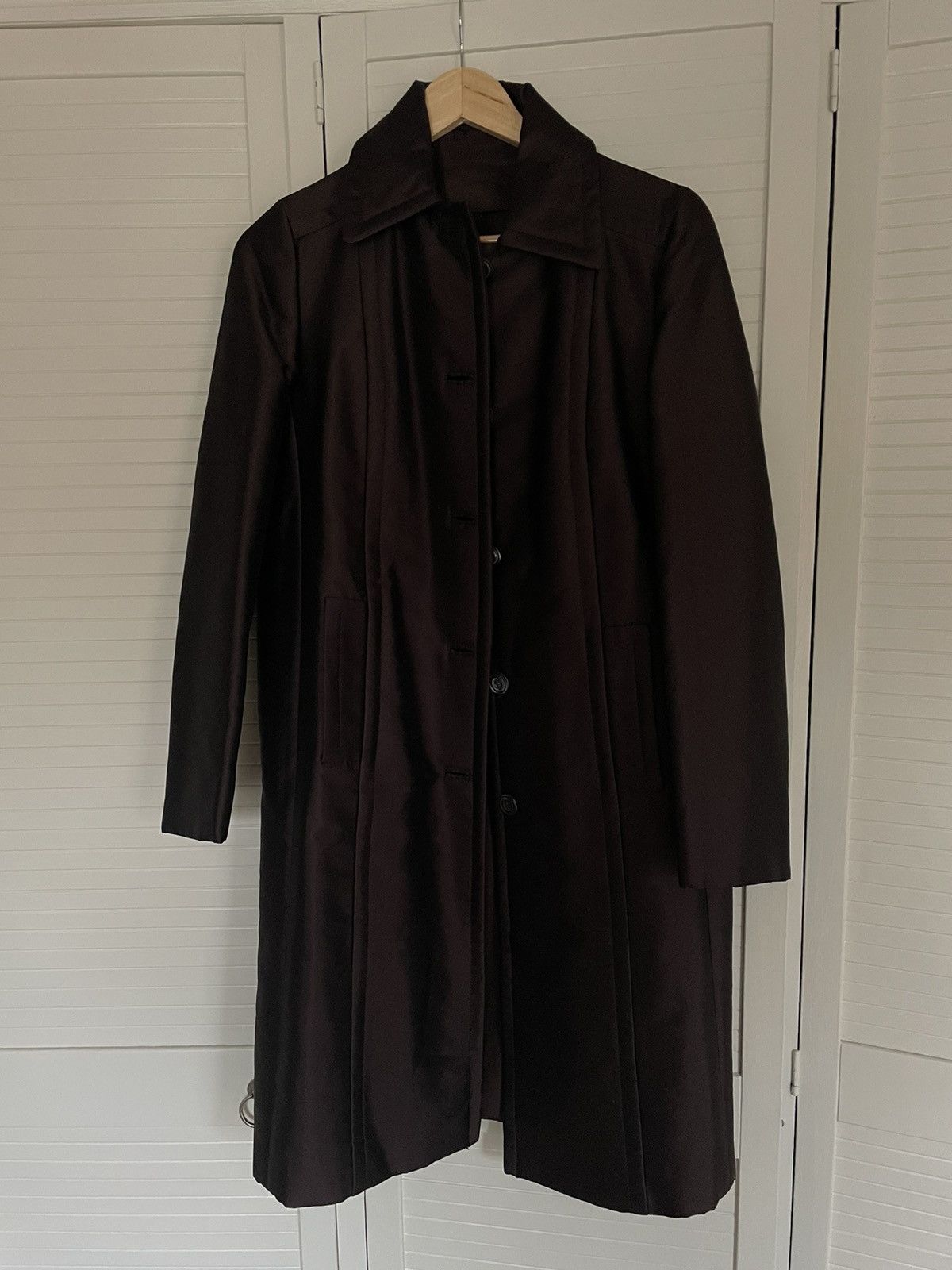 image of Prada Brown Trench Button Up Jacket, Men's (Size Small)