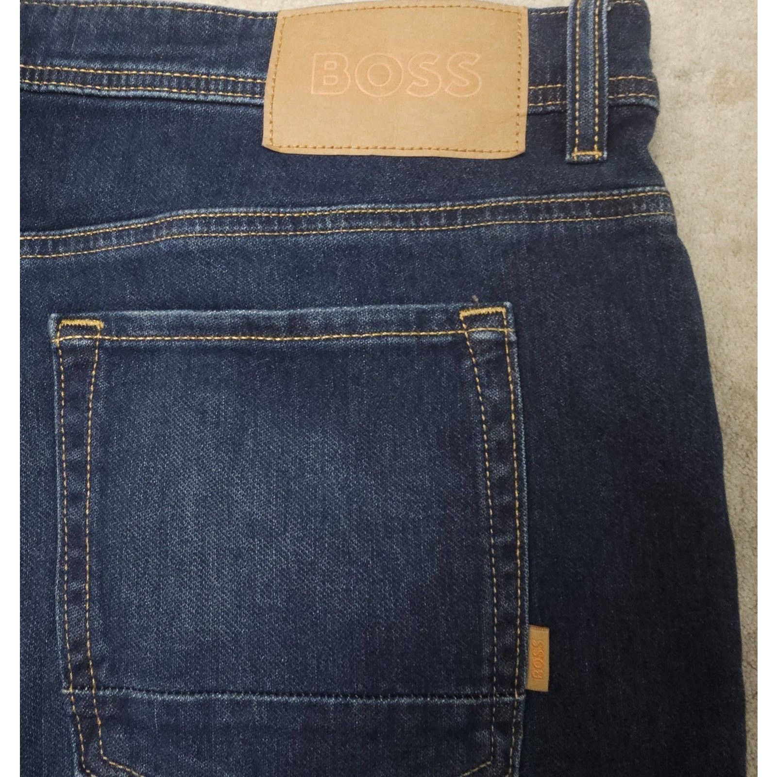 Hugo Boss Hugo Boss Mens Jeans Tapered Fit Stretch Dark Blue Wash 38 Size US 38 / EU 54 - 5 Thumbnail