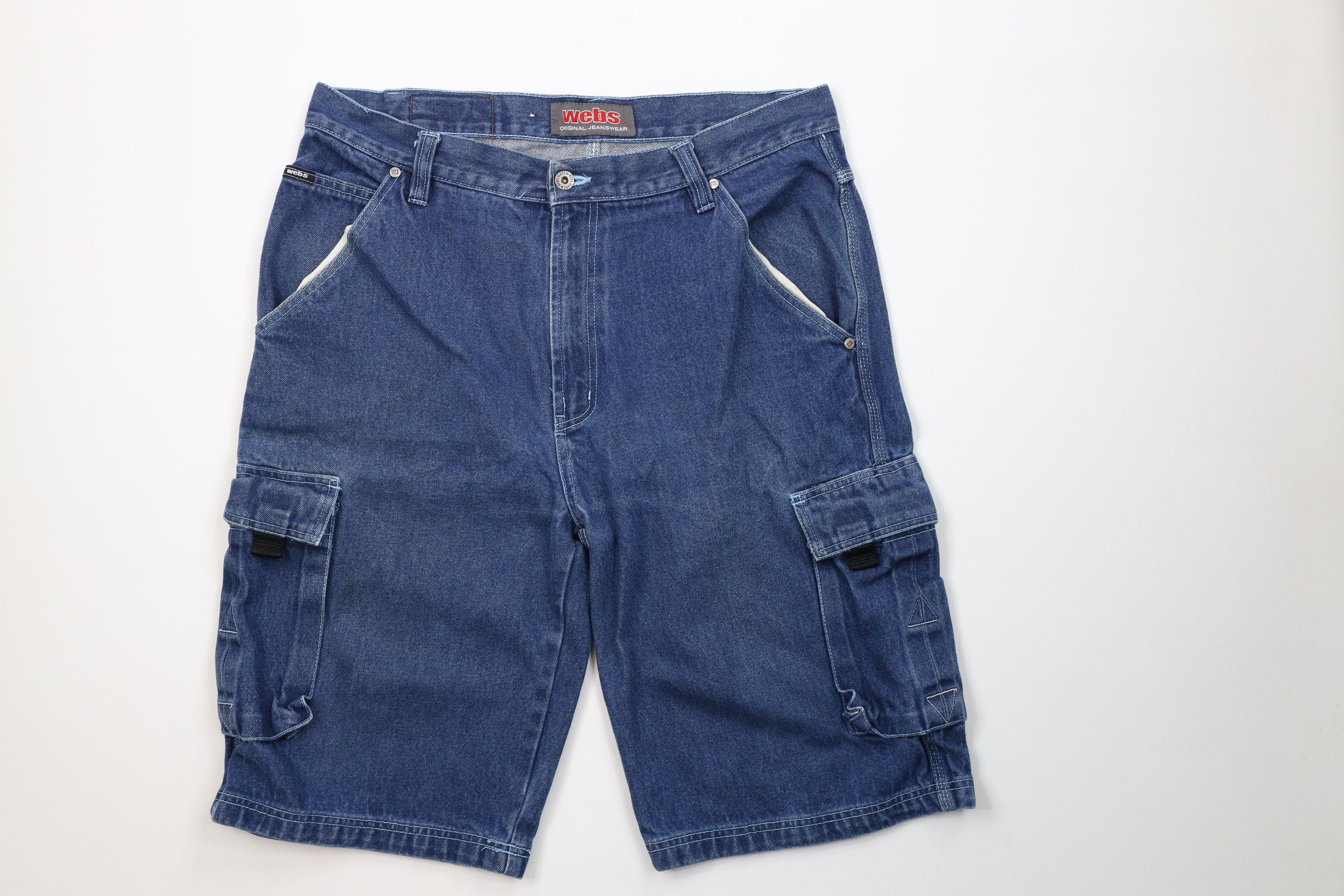 Vintage Vintage 90s Y2K Streetwear Skateboarding Denim Cargo Shorts Size US 36 / EU 52 - 1 Thumbnail