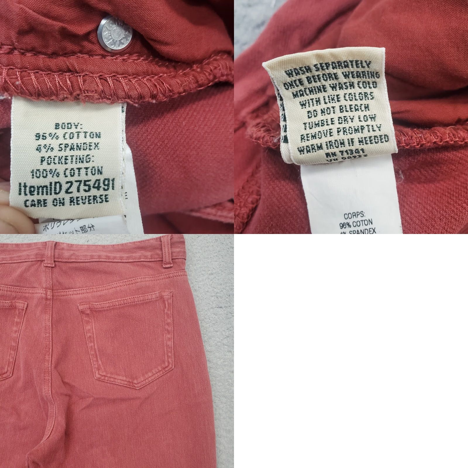 Vintage L.L. Bean Jeans Womens 8 Red Denim Stretch Classic Fit Straight Leg Dark Wash Jeans Shirt Hoodie etc Size 30" / US 8 / IT 44 - 8 Thumbnail