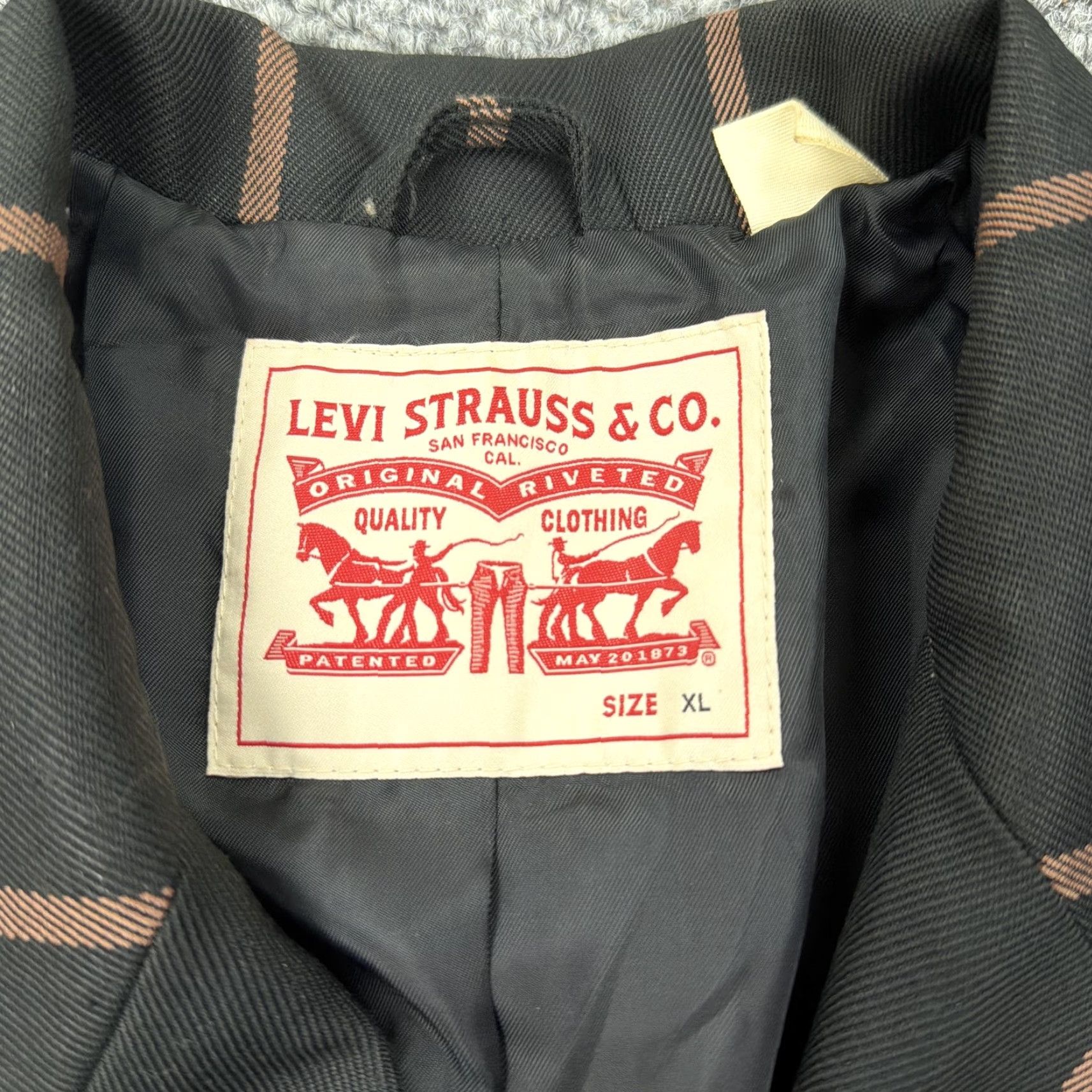 Levi's Levis Strauss Blazer XL Black Windowpane Plaid Double Breasted Jacket Womens Size XL / US 12-14 / IT 48-50 - 4 Thumbnail