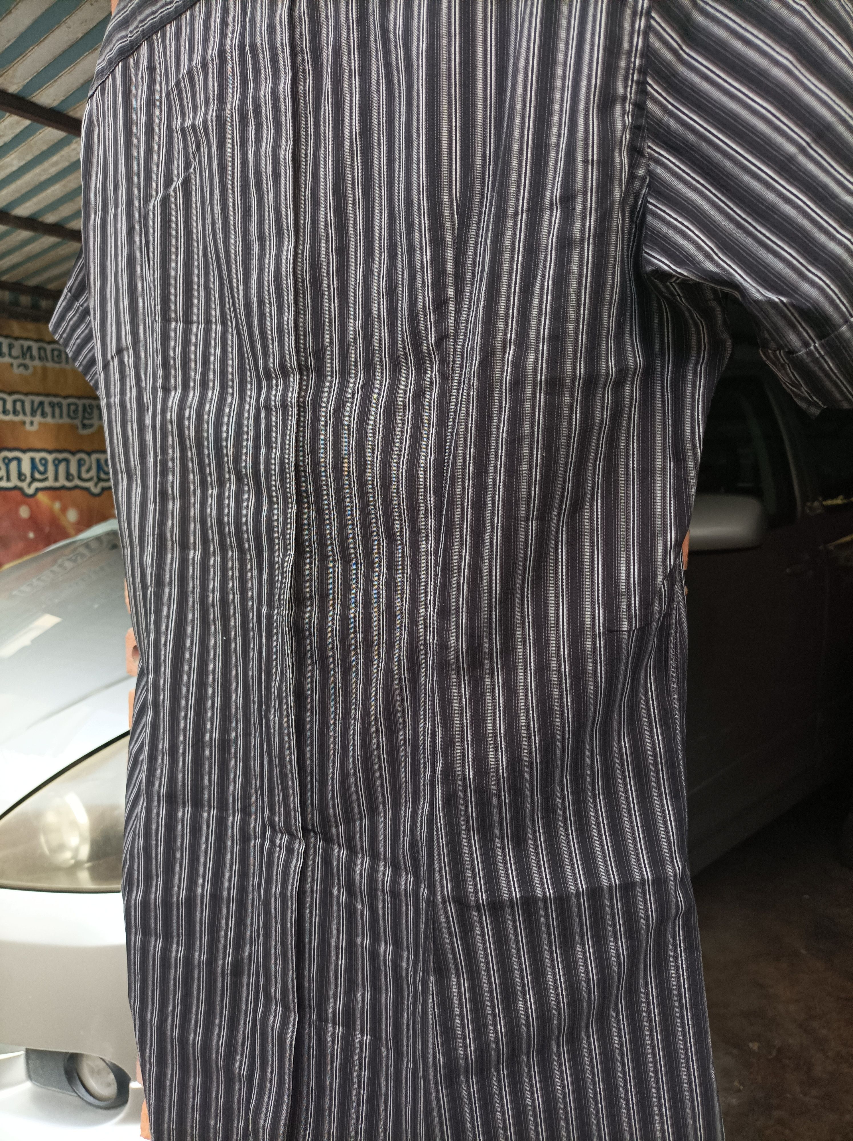 Yohji Yamamoto (S531) A.A.R. Black Gray Strip Short Sleeve Shirt Size US L / EU 52-54 / 3 - 11 Thumbnail
