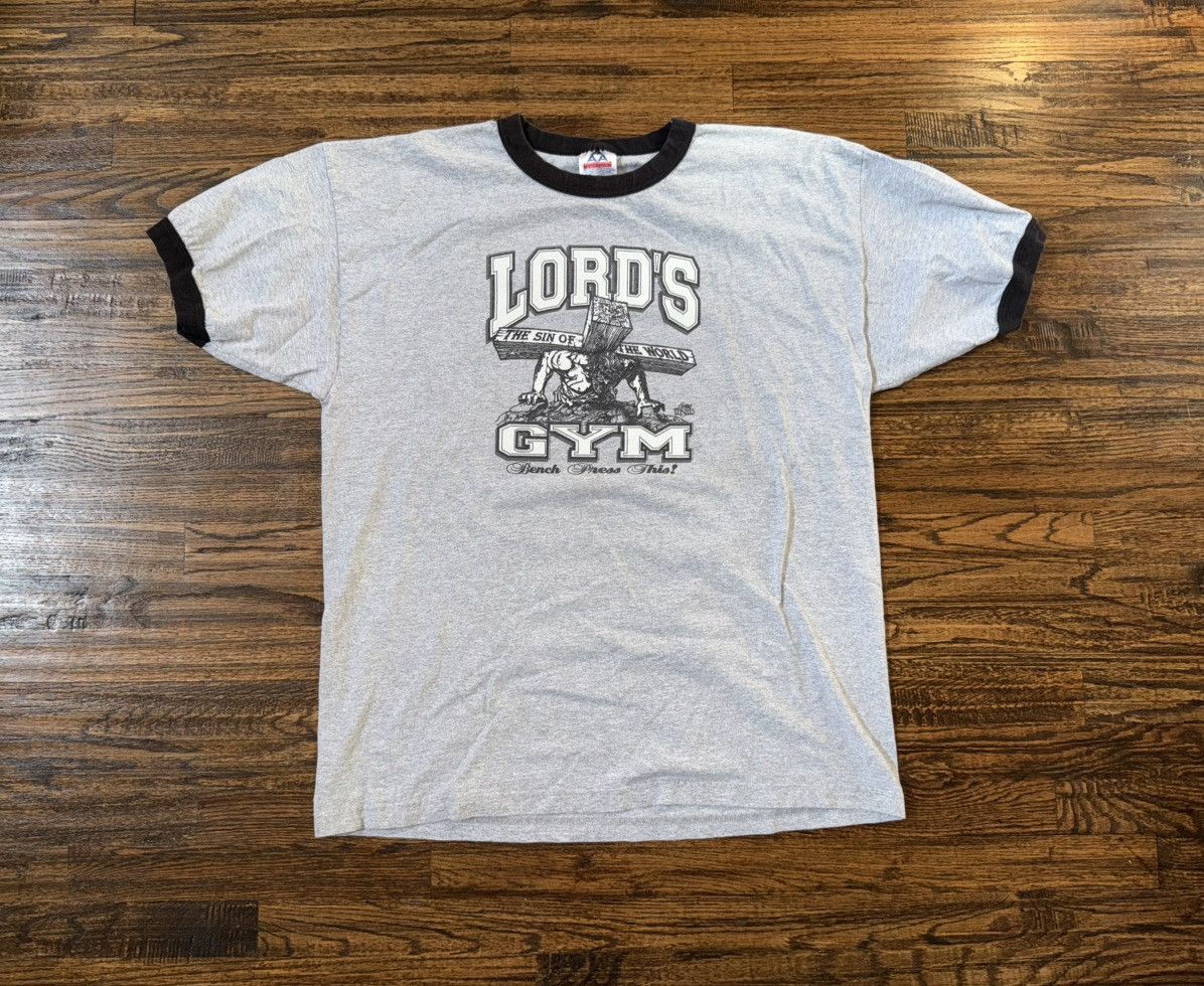Vintage Vintage Lord's Gym Heather Grey Ringer T-Shirt Size Medium Size US M / EU 48-50 / 2 - 1 Thumbnail
