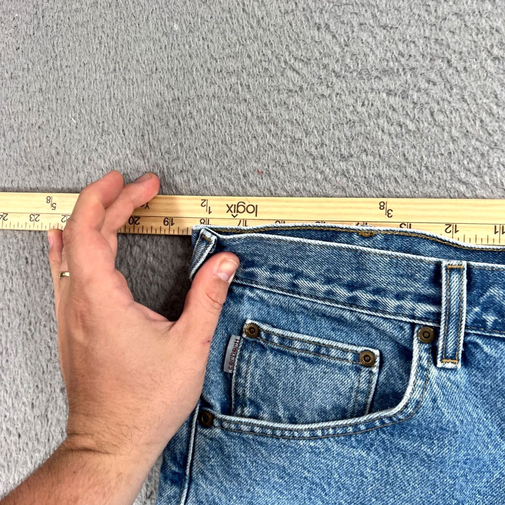 Carhartt Carhartt Jeans Mens 36x28 Blue Relaxed Fit Straight Leg Denim Workwear B17-DST Size US 36 / EU 52 - 7 Thumbnail
