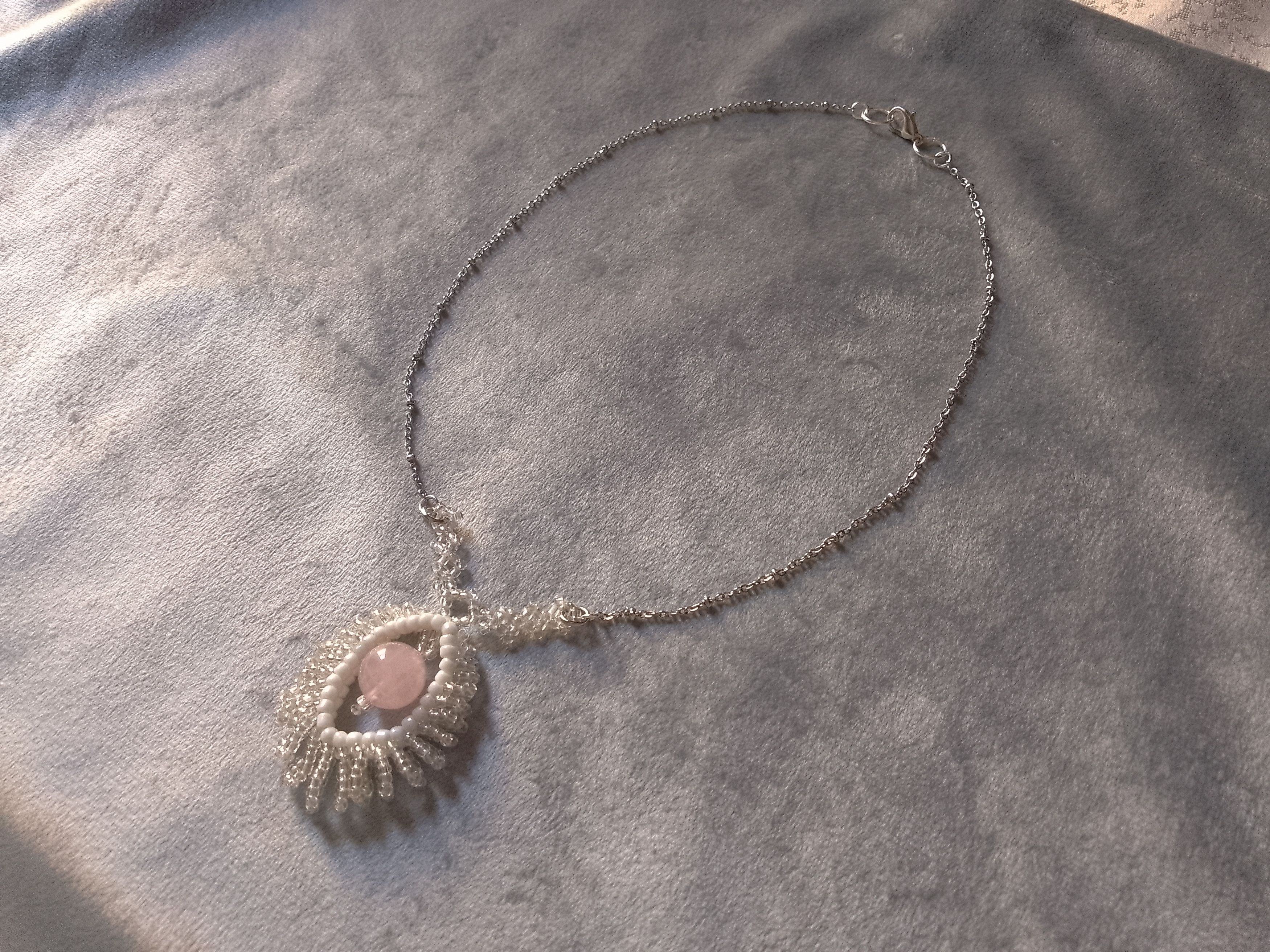 Handmade Necklace Rose quartz pendant chakra Crystaltherapy Size ONE SIZE - 2 Thumbnail