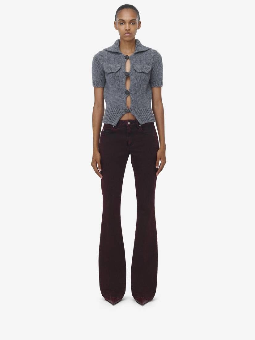 Alexander McQueen o1srvl11e0226 Overdyed Bootcut Jeans In Bordeaux Size 27" / US 4 / IT 40 - 2 Thumbnail