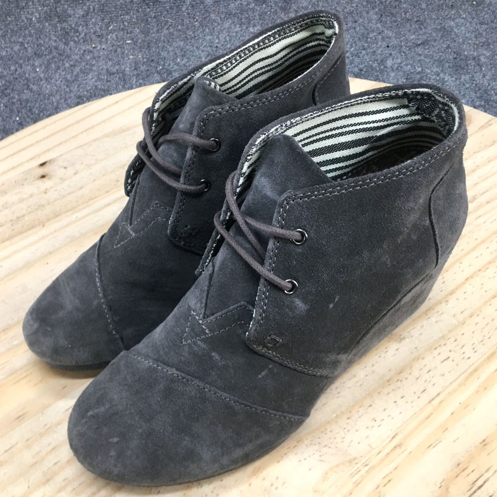 Toms TOMS Boots Womens 8 Desert Gray Lace Up Casual Comfort Round Toe Wedge Heels - Desert Boots, Women, 8, Gray, TOMS Size US 8 / IT 38 - 6 Thumbnail
