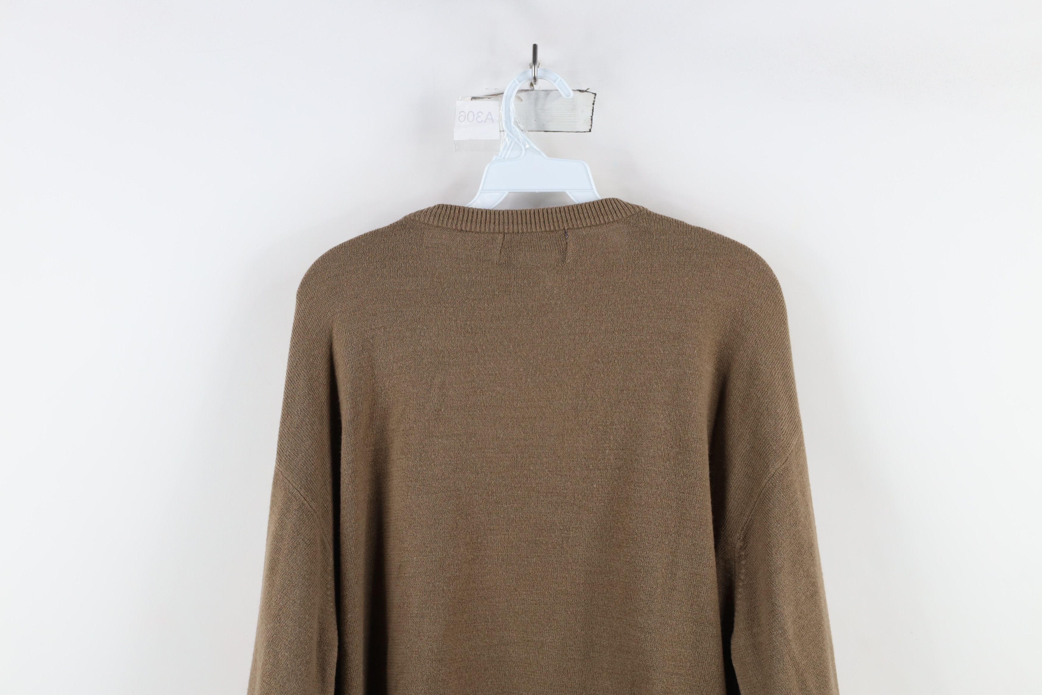 Vintage Vintage 70s Streetwear Faded Blank Knit V-Neck Sweater Brown Size US XL / EU 56 / 4 - 8 Thumbnail