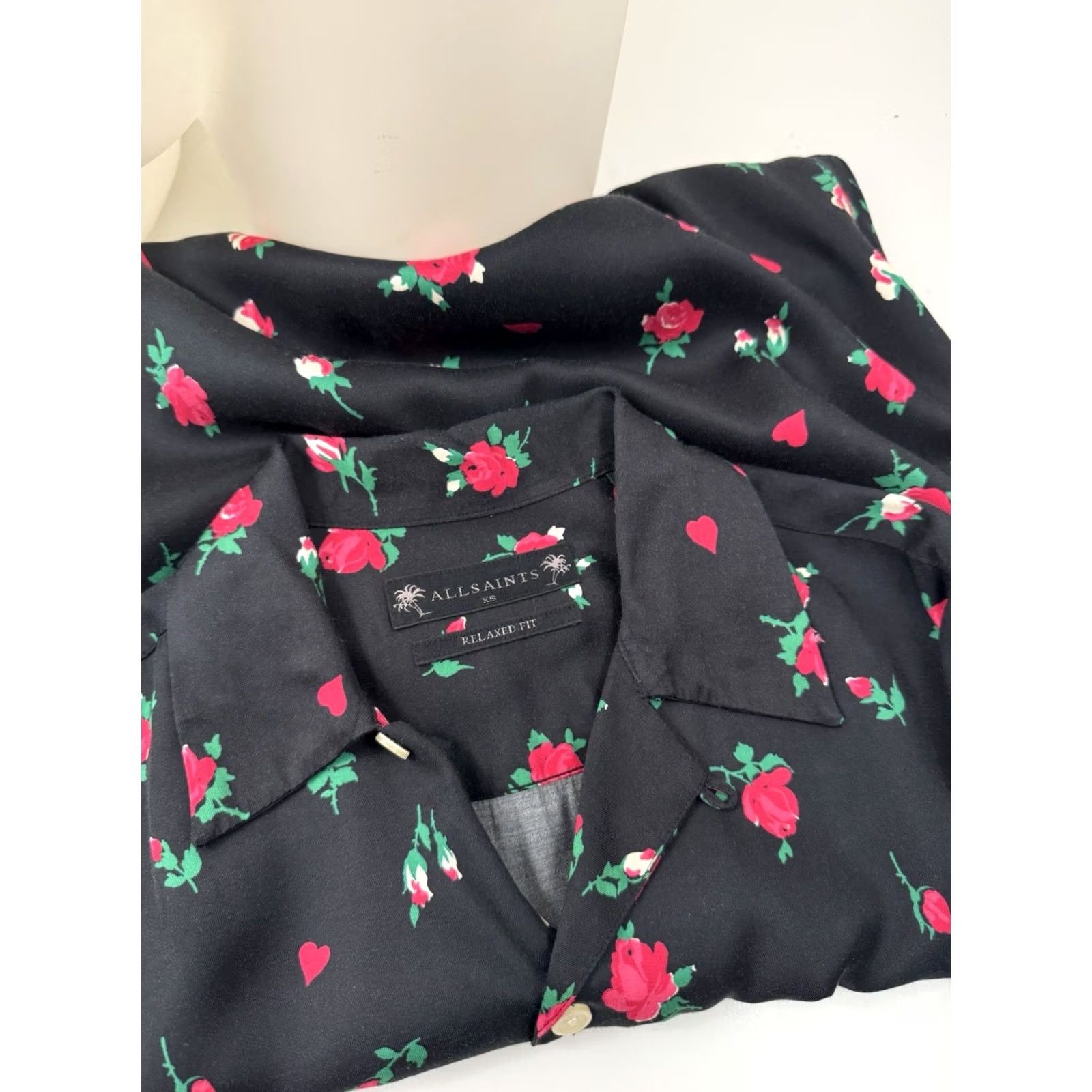 Allsaints AllSaints - AL PENROSE Heart Floral Print XS Shirt - BLACK Size US XS / EU 42 / 0 - 4 Thumbnail