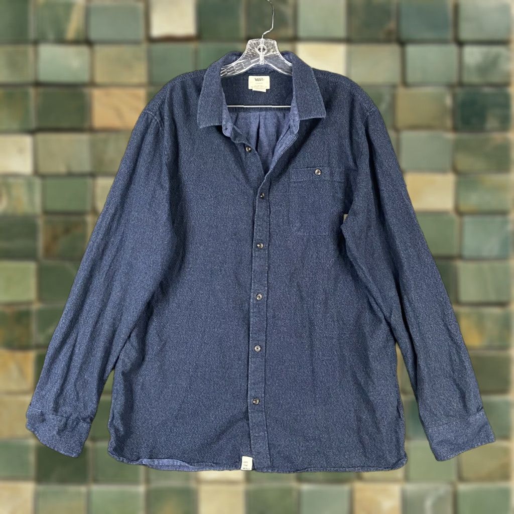 Vans VANS Blue Button-Up Long Sleeve Shirt Adult XL Size US XL / EU 56 / 4 - 1 Thumbnail