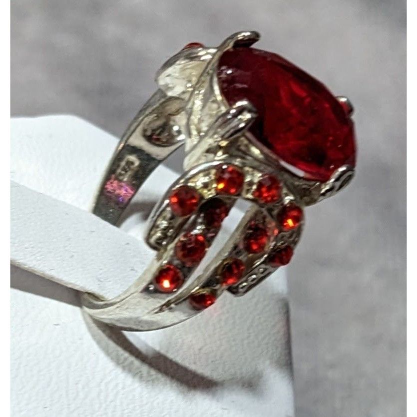Other Vampire Blood Buckle Accent Red And Silver Tone Ring Marked Size ONE SIZE - 8 Thumbnail